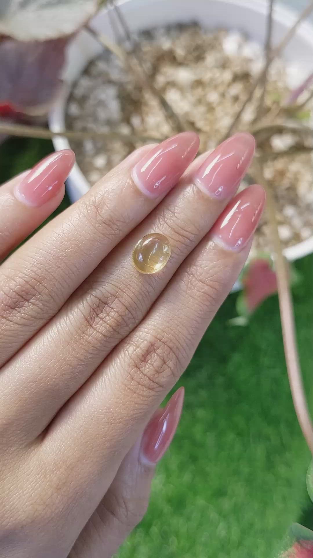 2.34 Ct. Yellow Cabochon Citrine from Ceylon (Sri Lanka) Size Video