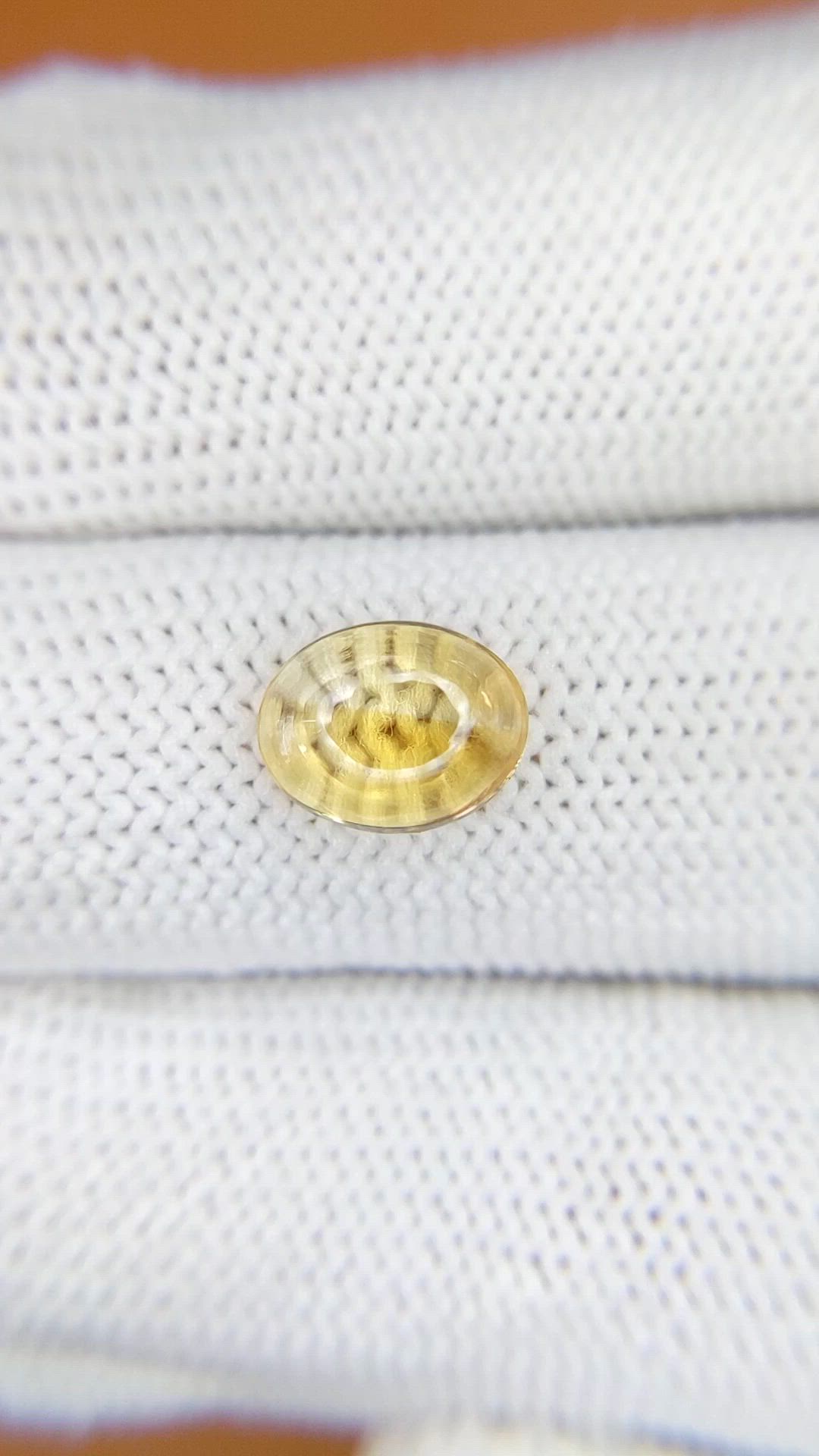1.75 Ct. Yellow Cabochon Citrine from Ceylon (Sri Lanka) Size Video