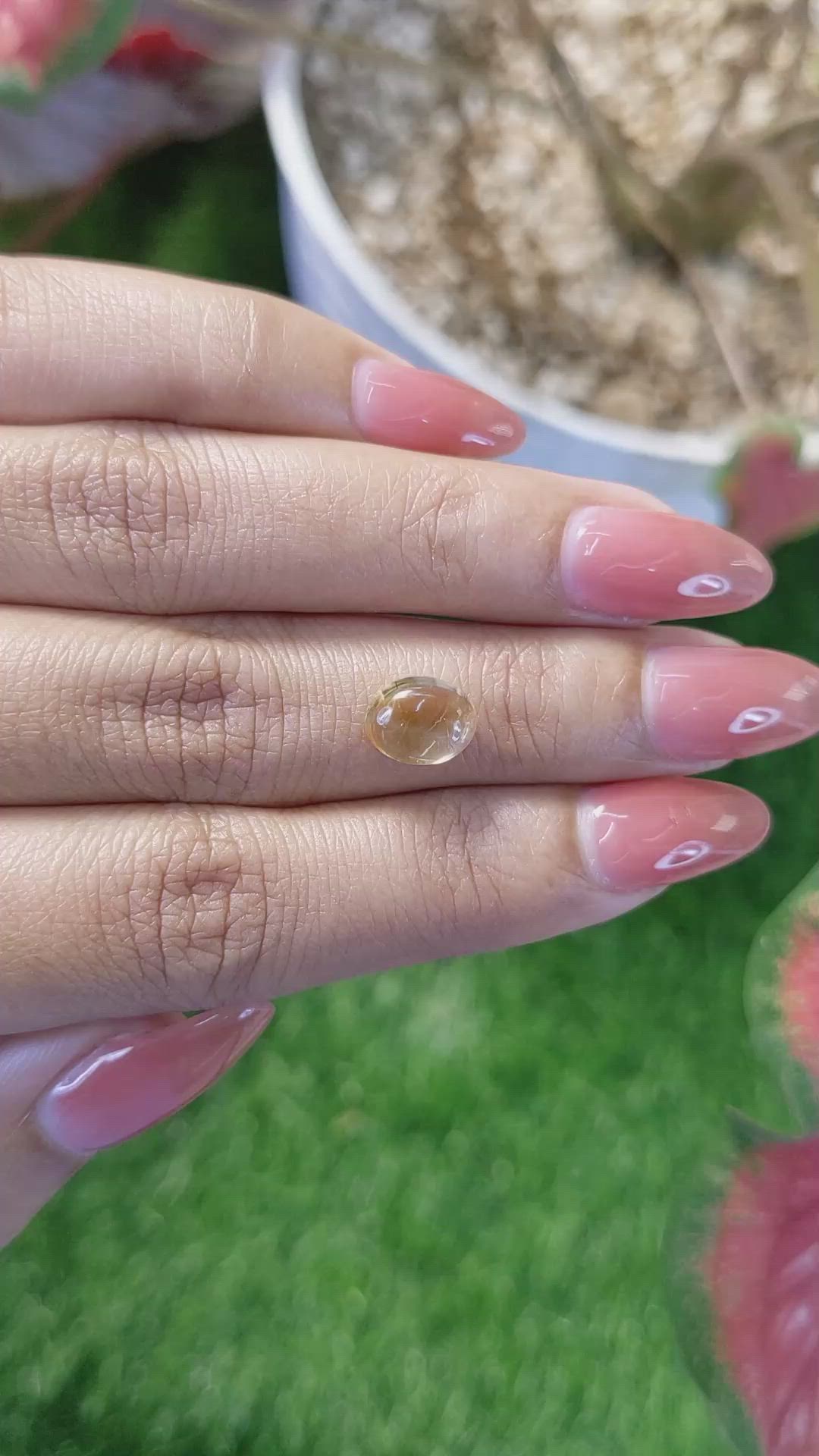 1.75 Ct. Yellow Cabochon Citrine from Ceylon (Sri Lanka) Size Video