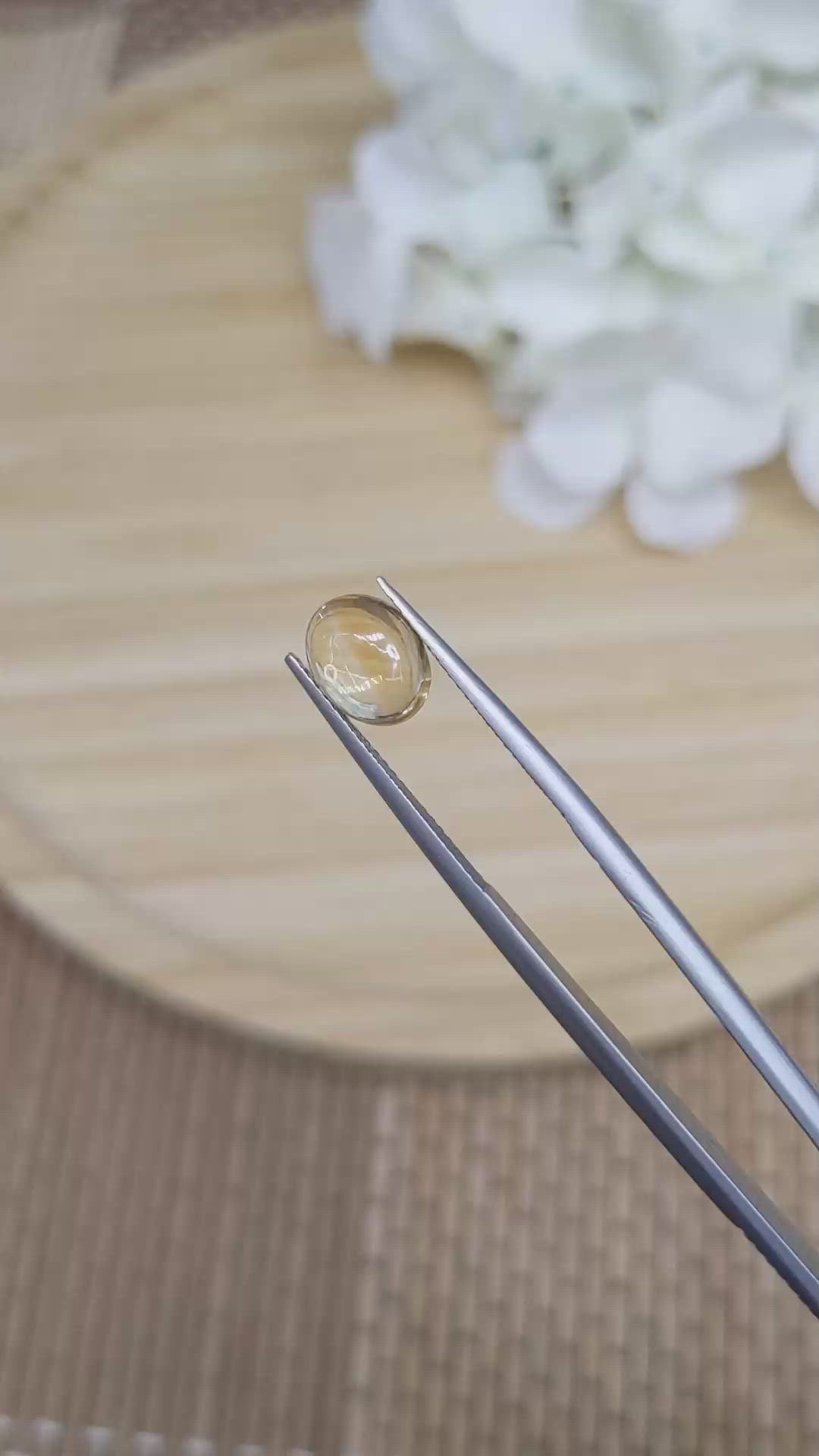 1.75 Ct. Yellow Cabochon Citrine from Ceylon (Sri Lanka) Size Video