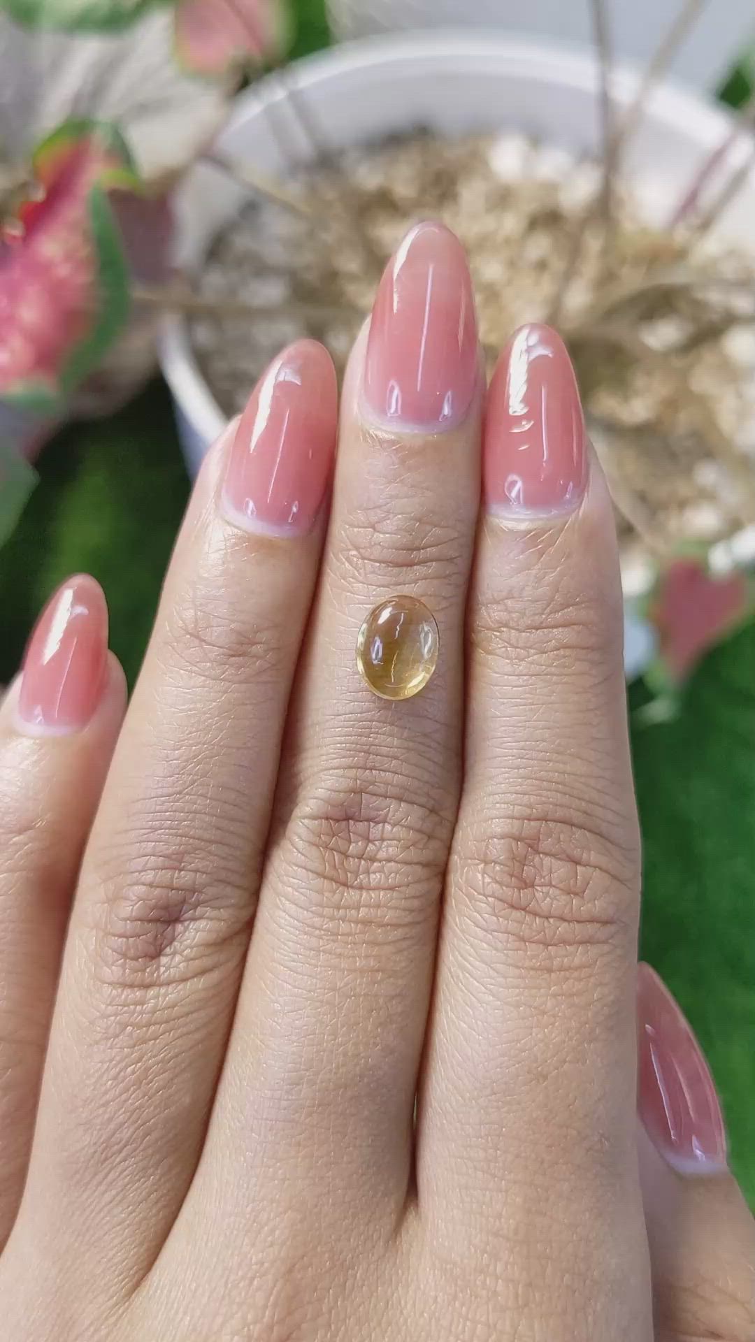 1.75 Ct. Yellow Cabochon Citrine from Ceylon (Sri Lanka) Size Video