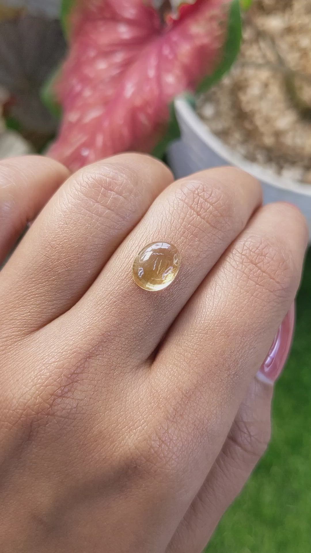 2.32 Ct. Yellow Cabochon Citrine from Ceylon (Sri Lanka) Size Video