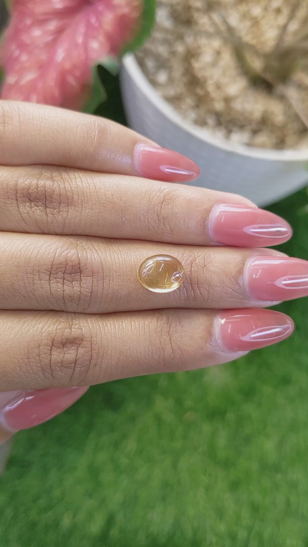 2.32 Ct. Yellow Cabochon Citrine from Ceylon (Sri Lanka) Size Video