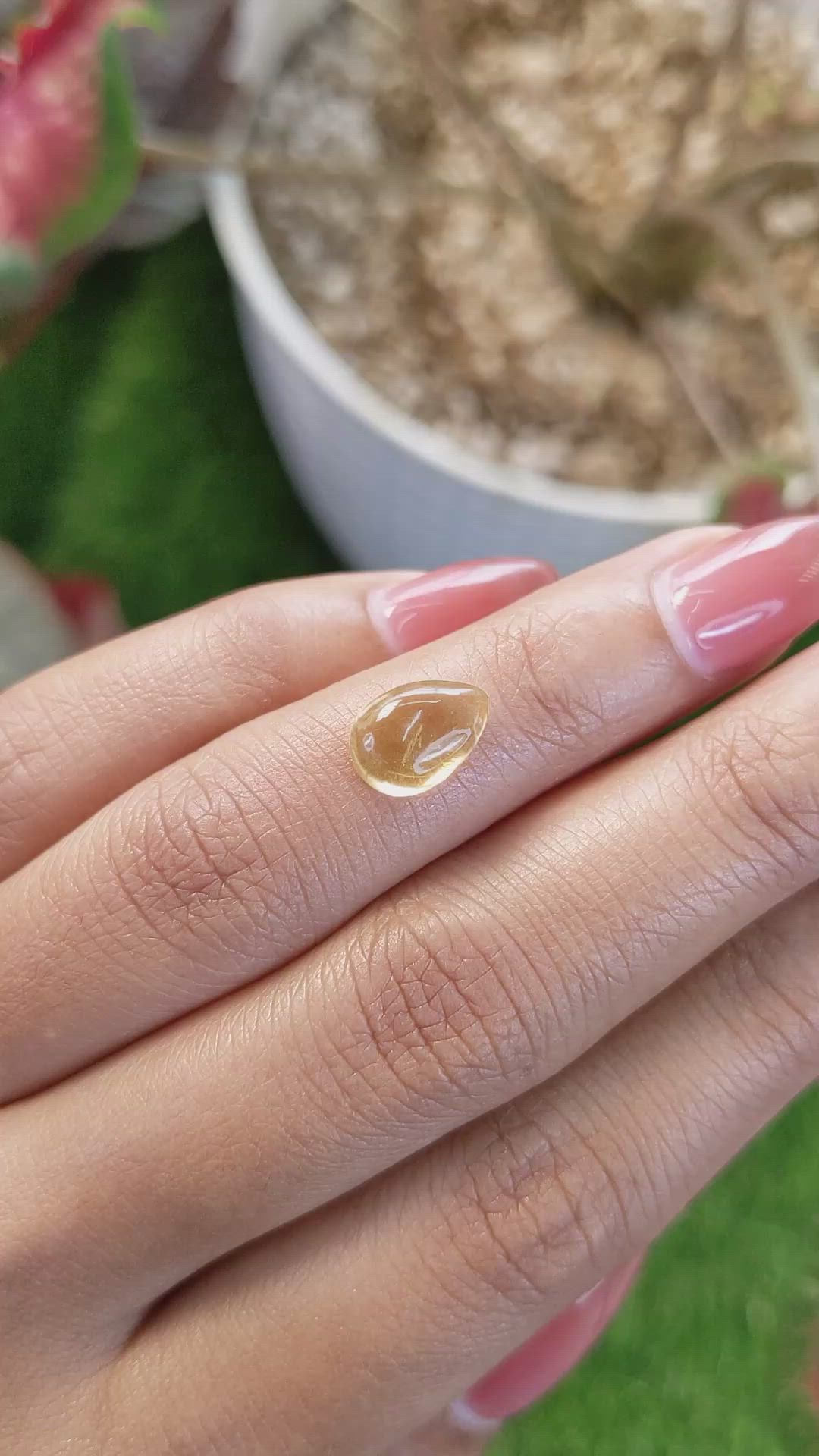 2.16 Ct. Yellow Cabochon Citrine from Ceylon (Sri Lanka) Size Video