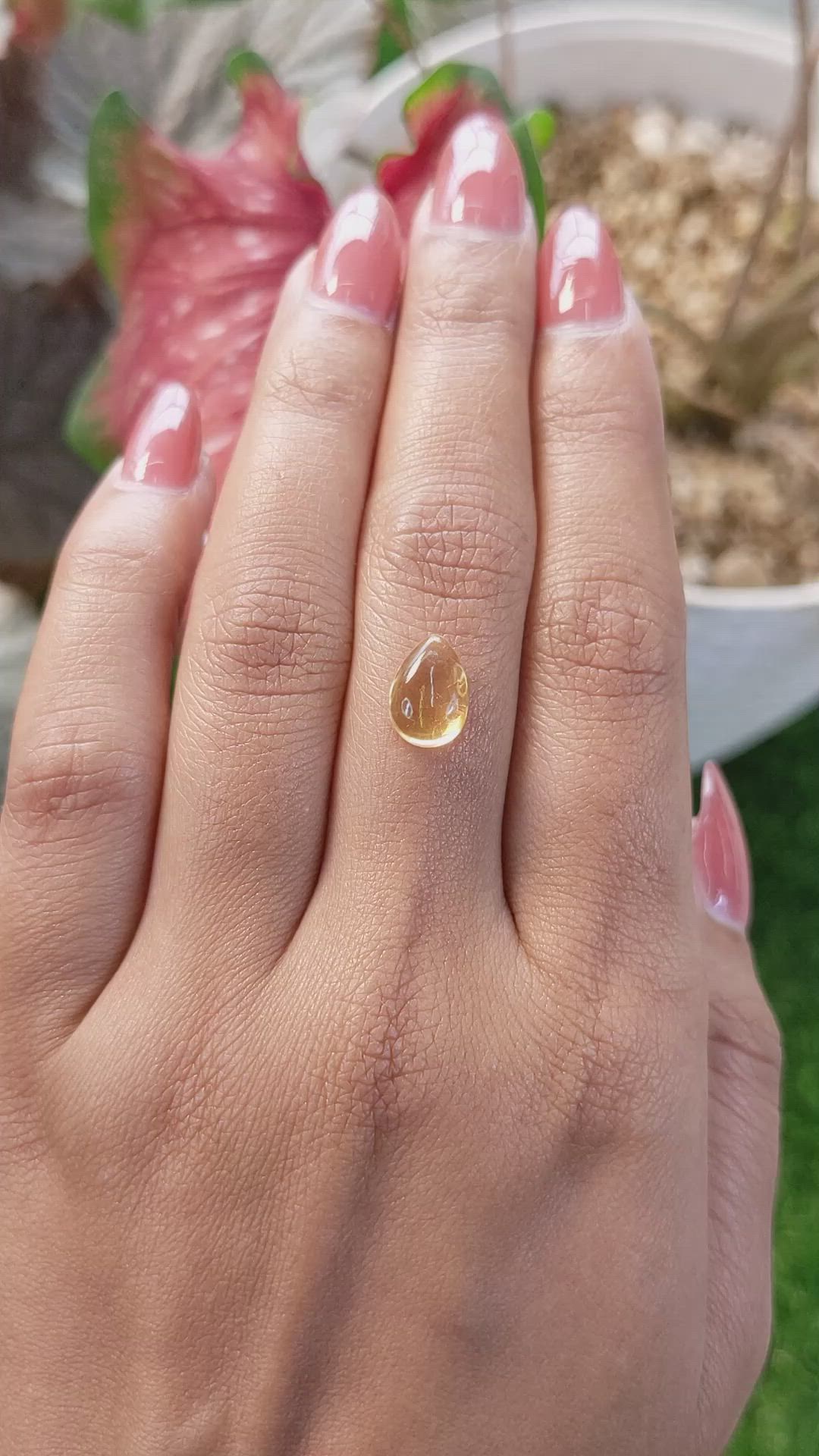 2.16 Ct. Yellow Cabochon Citrine from Ceylon (Sri Lanka) Size Video