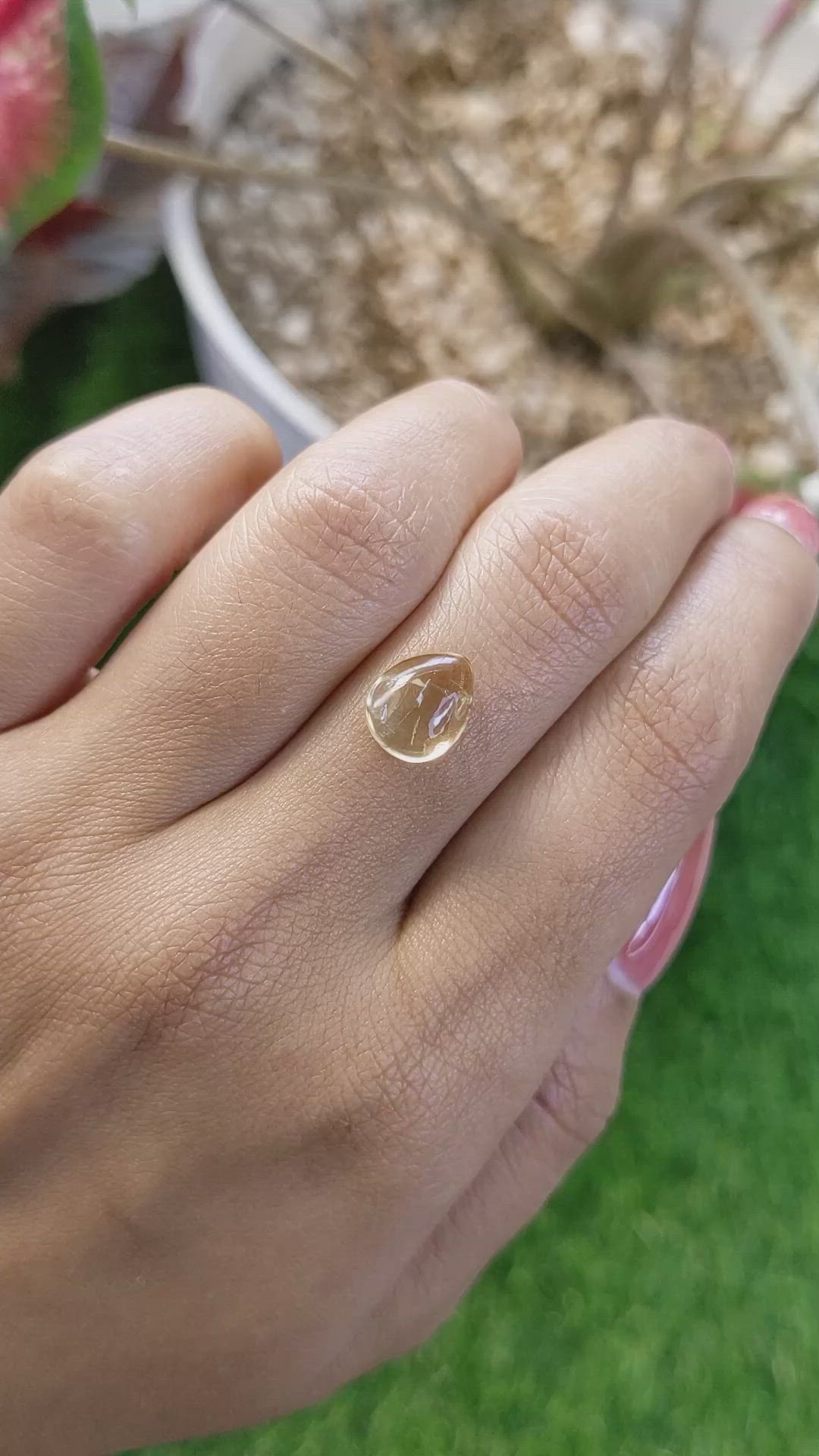 2.55 Ct. Yellow Cabochon Citrine from Ceylon (Sri Lanka) Size Video