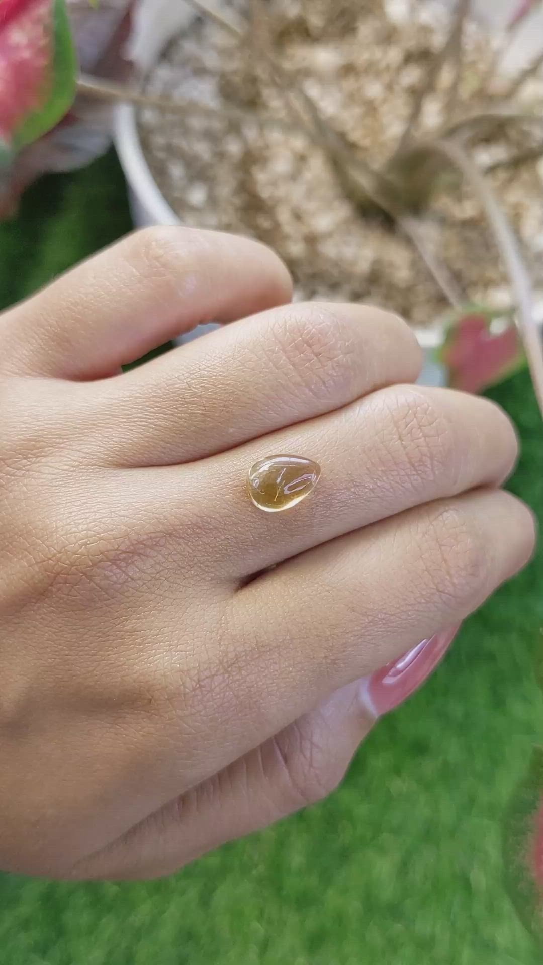 2.06 Ct. Yellow Cabochon Citrine from Ceylon (Sri Lanka) Size Video