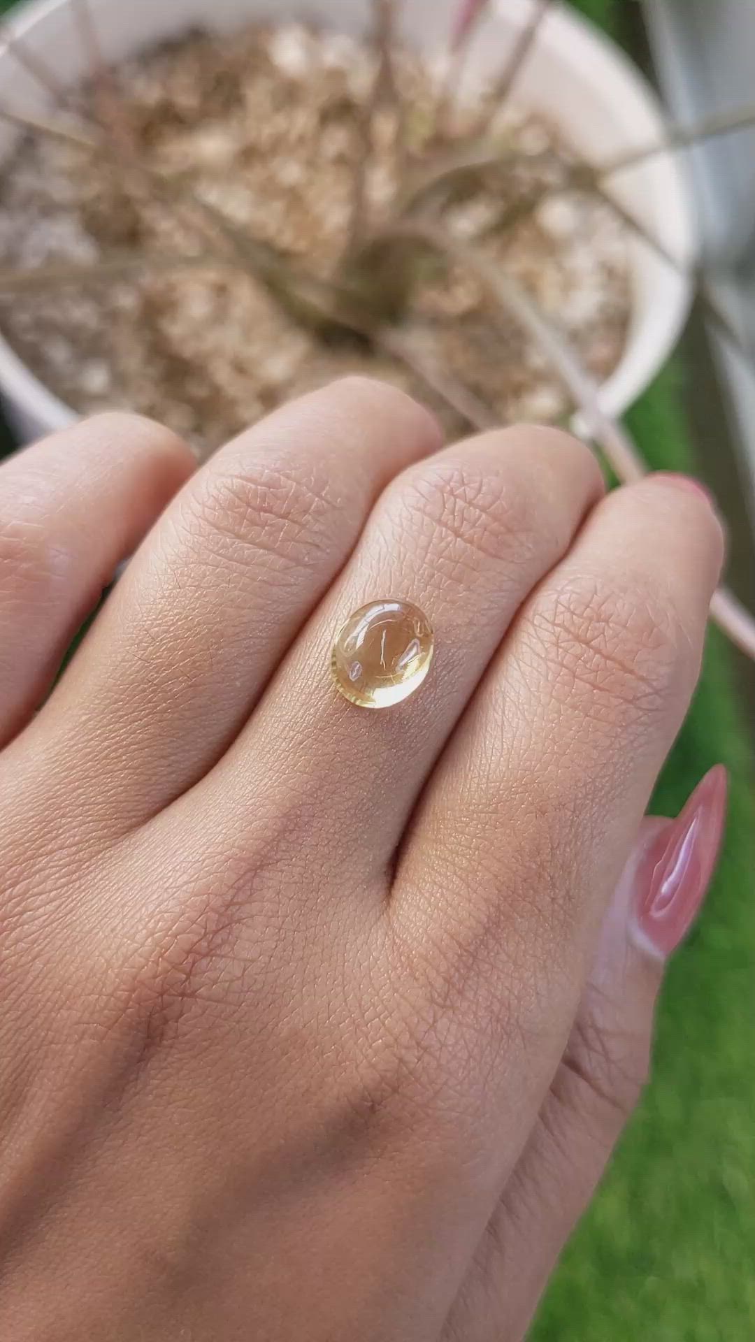 2.30 Ct. Yellow Cabochon Citrine from Ceylon (Sri Lanka) Size Video