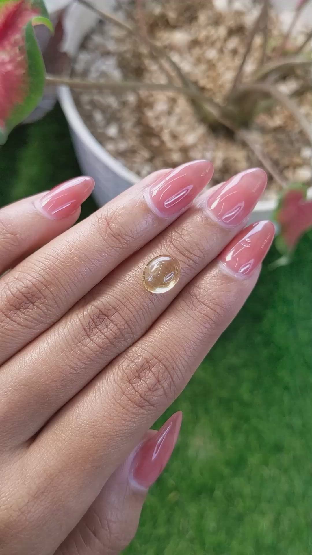 2.30 Ct. Yellow Cabochon Citrine from Ceylon (Sri Lanka) Size Video