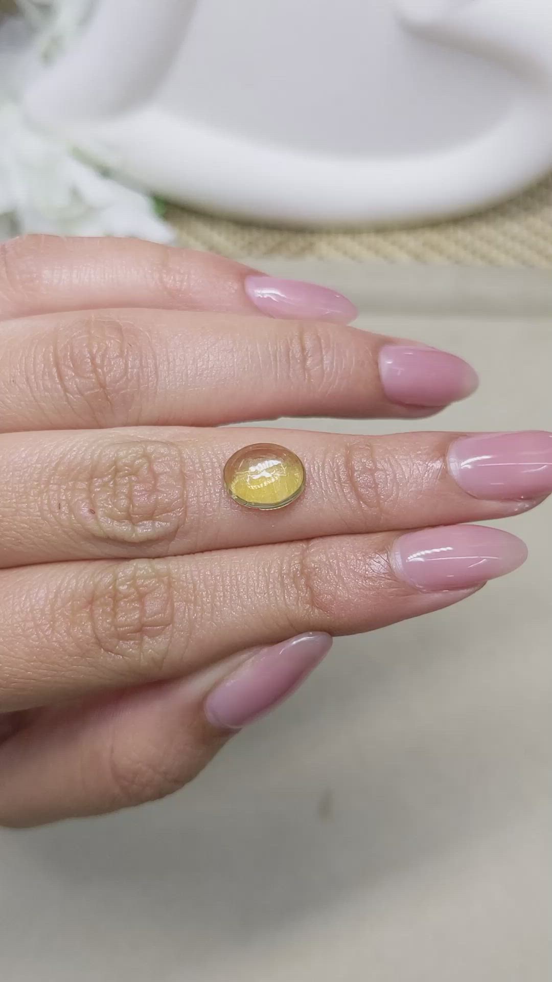 2.67 Ct. Yellow Cabochon Citrine from Ceylon (Sri Lanka) Size Video