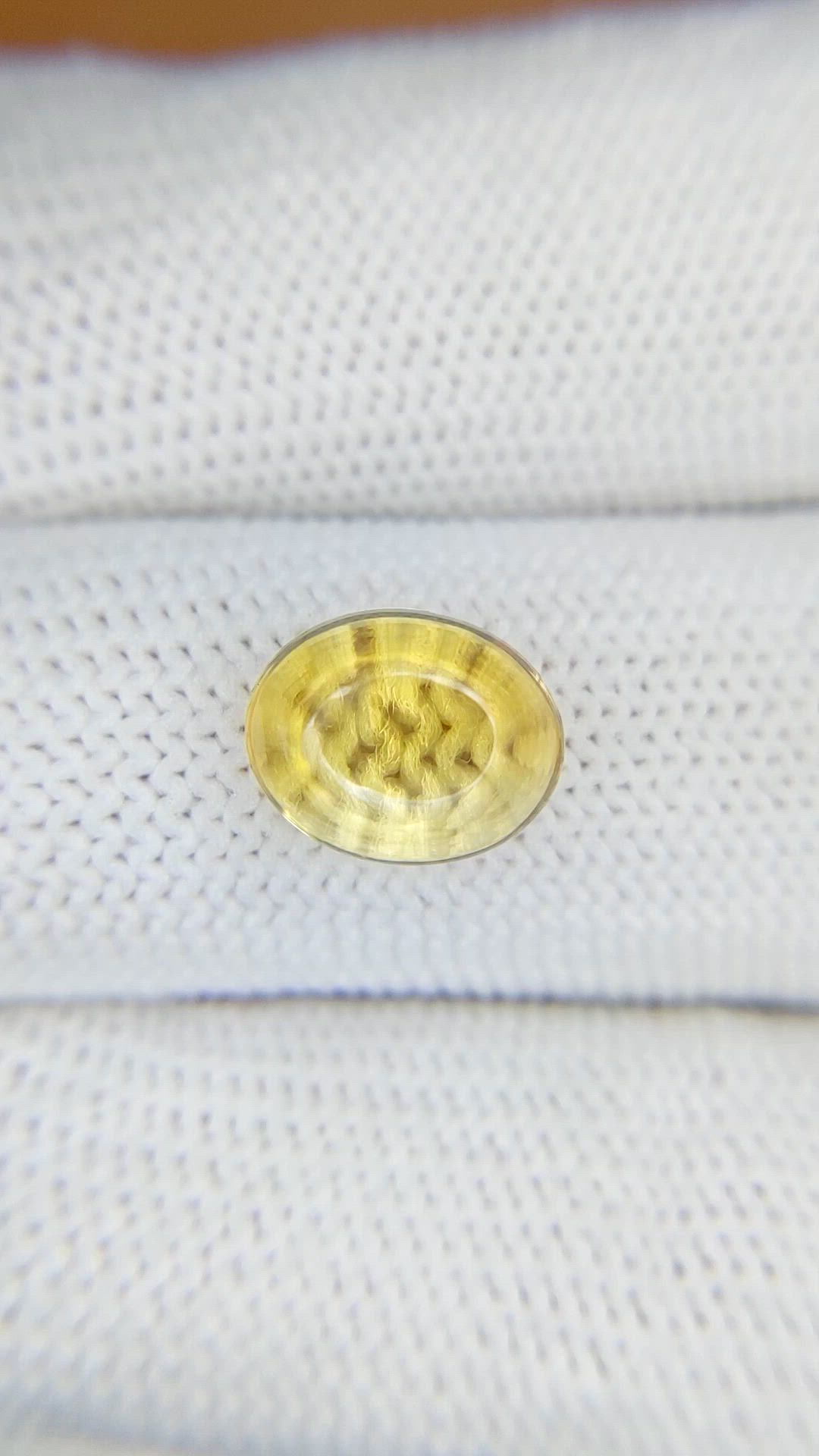 2.67 Ct. Yellow Cabochon Citrine from Ceylon (Sri Lanka) Size Video