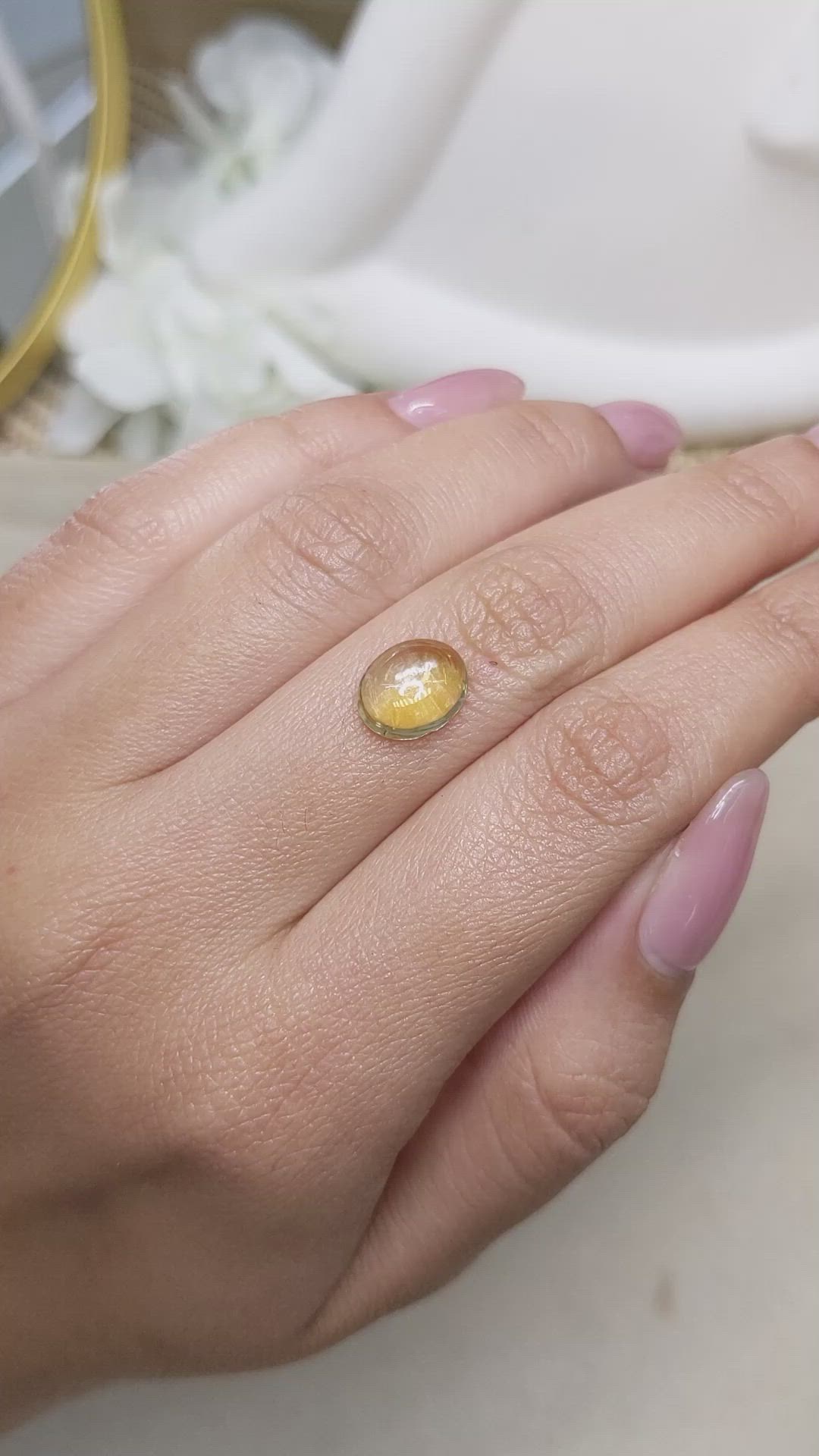 2.67 Ct. Yellow Cabochon Citrine from Ceylon (Sri Lanka) Size Video