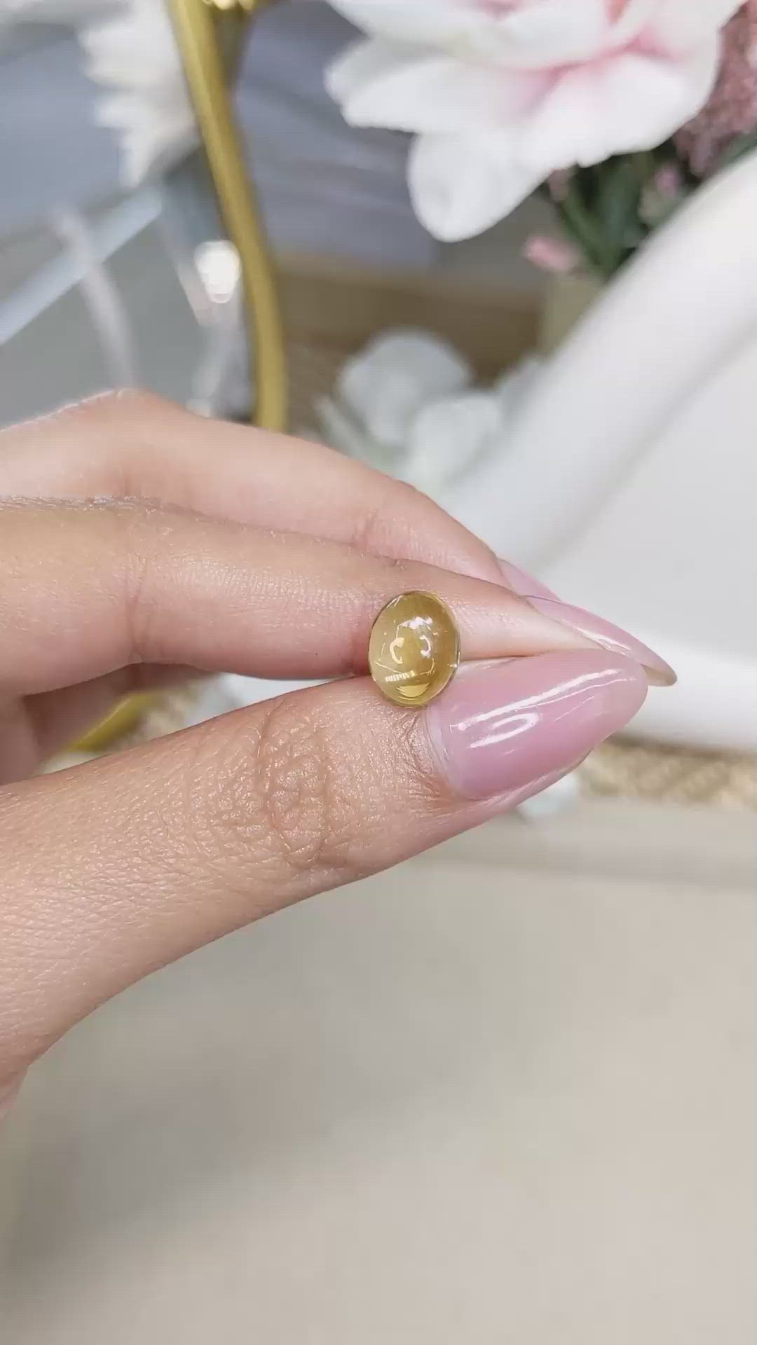 2.67 Ct. Yellow Cabochon Citrine from Ceylon (Sri Lanka) Size Video