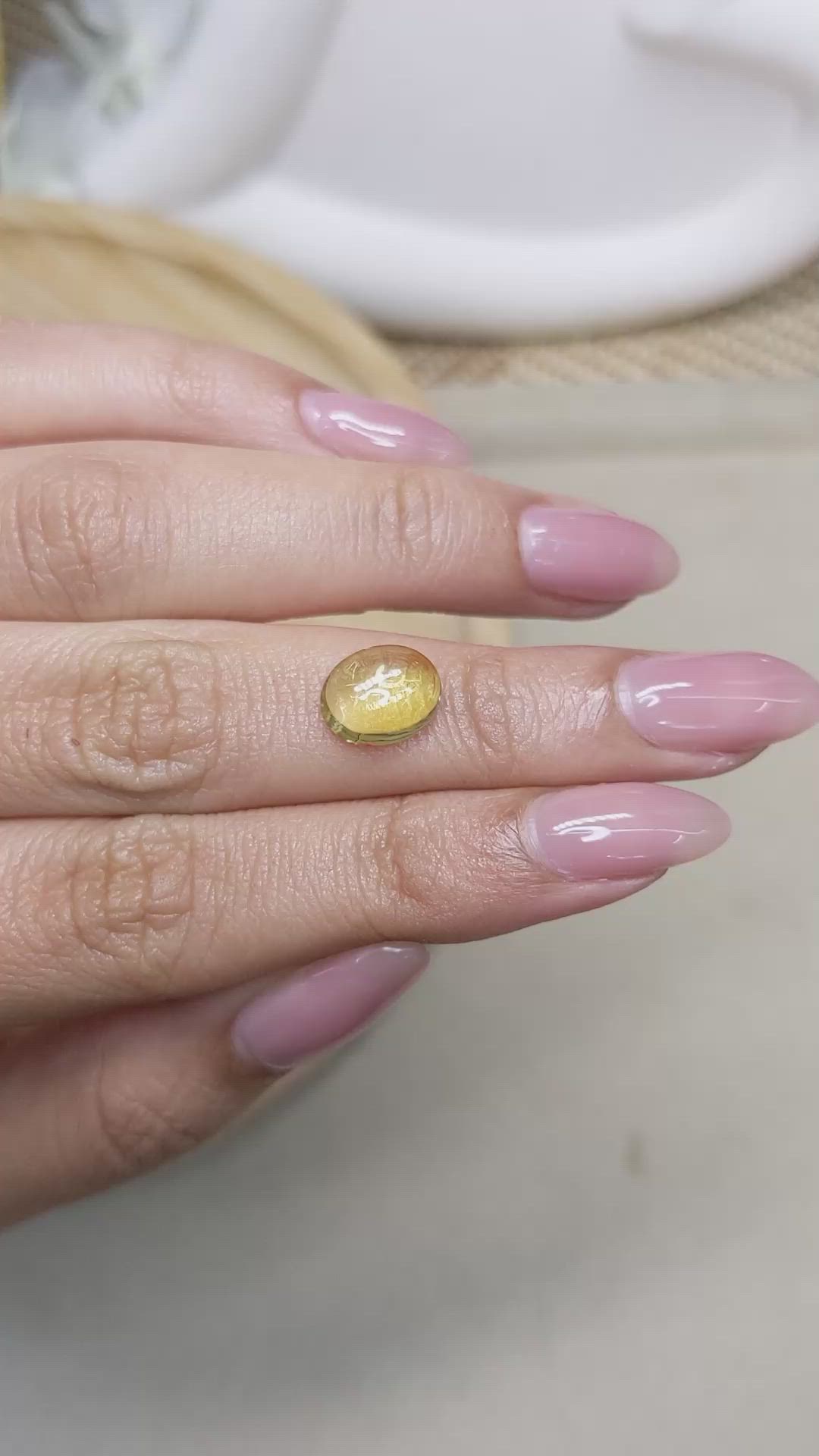 2.67 Ct. Yellow Cabochon Citrine from Ceylon (Sri Lanka) Size Video