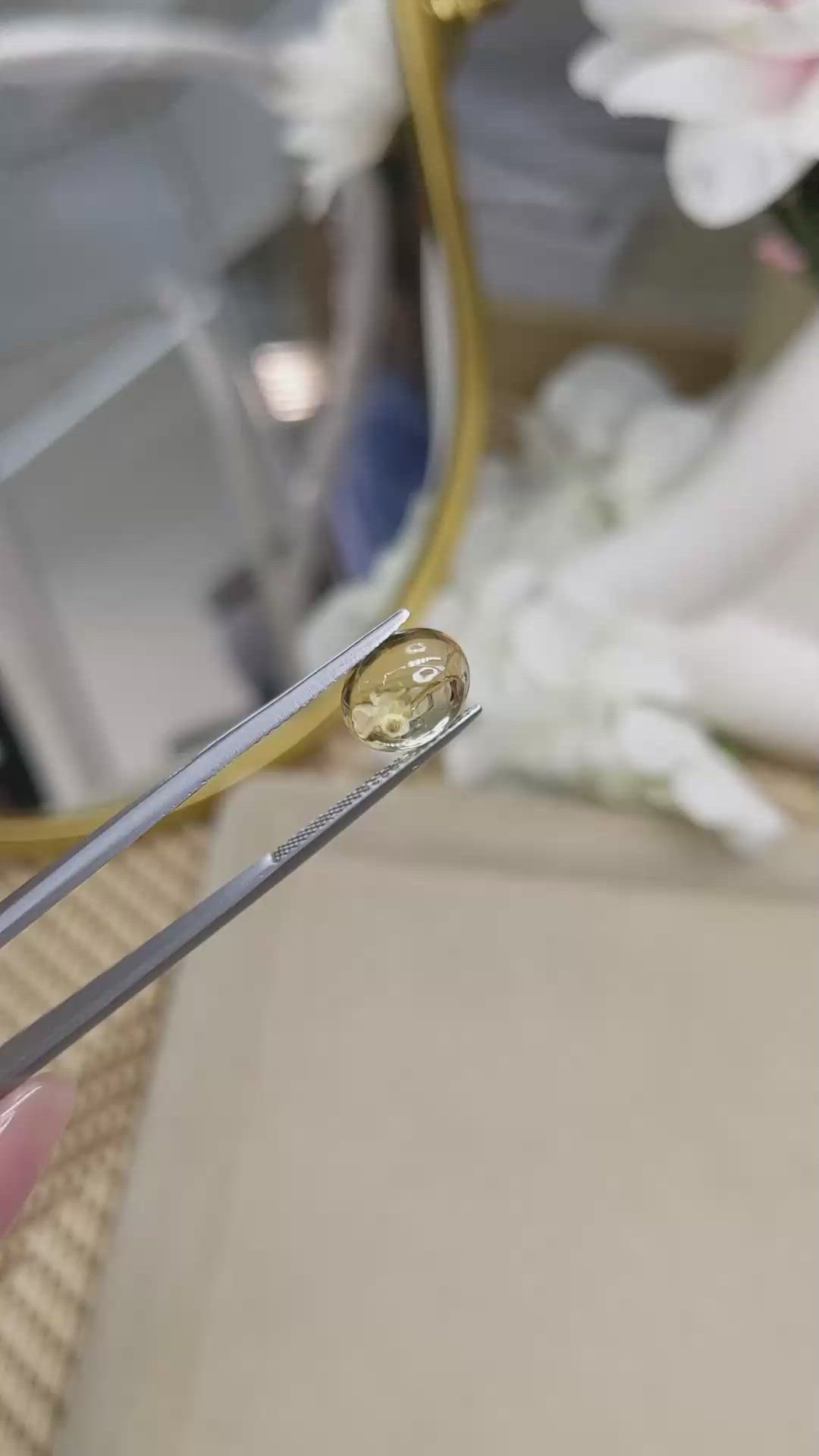 2.67 Ct. Yellow Cabochon Citrine from Ceylon (Sri Lanka) Size Video
