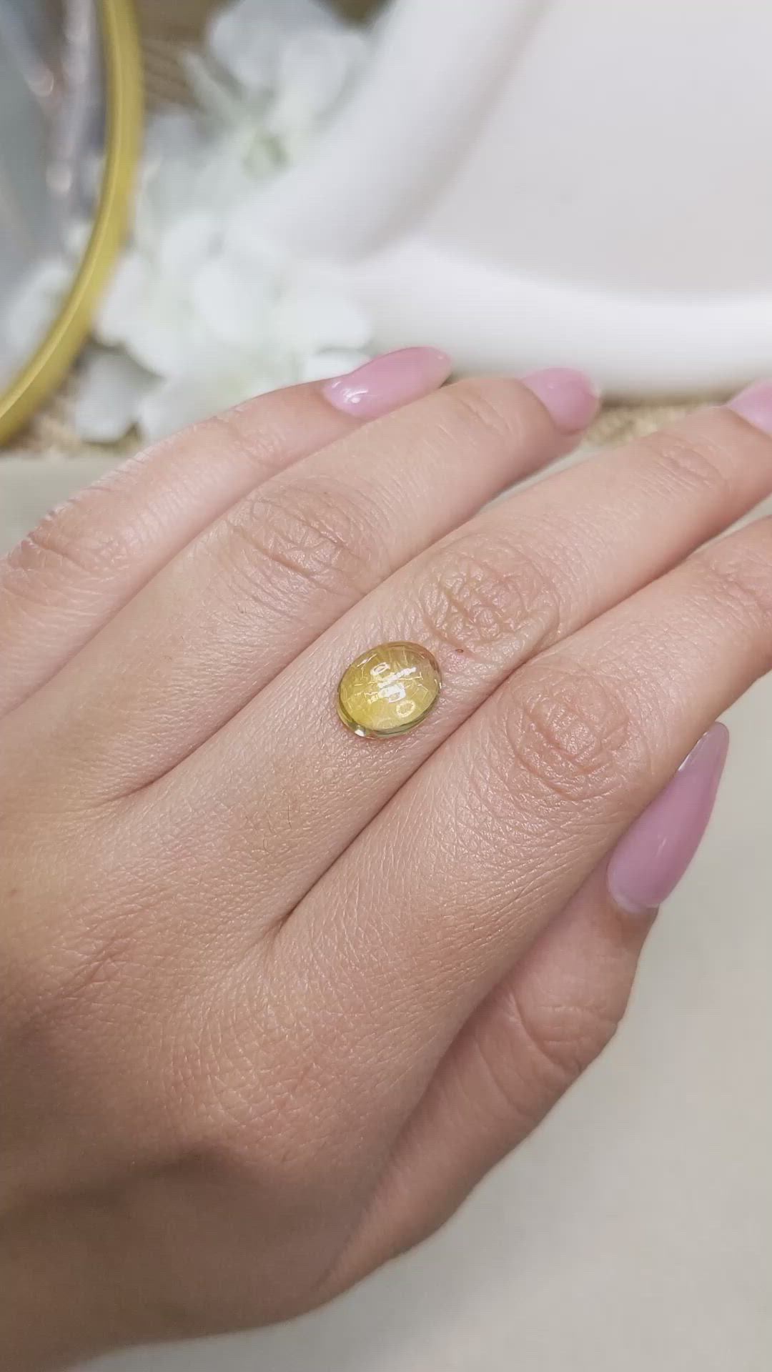2.67 Ct. Yellow Cabochon Citrine from Ceylon (Sri Lanka) Size Video