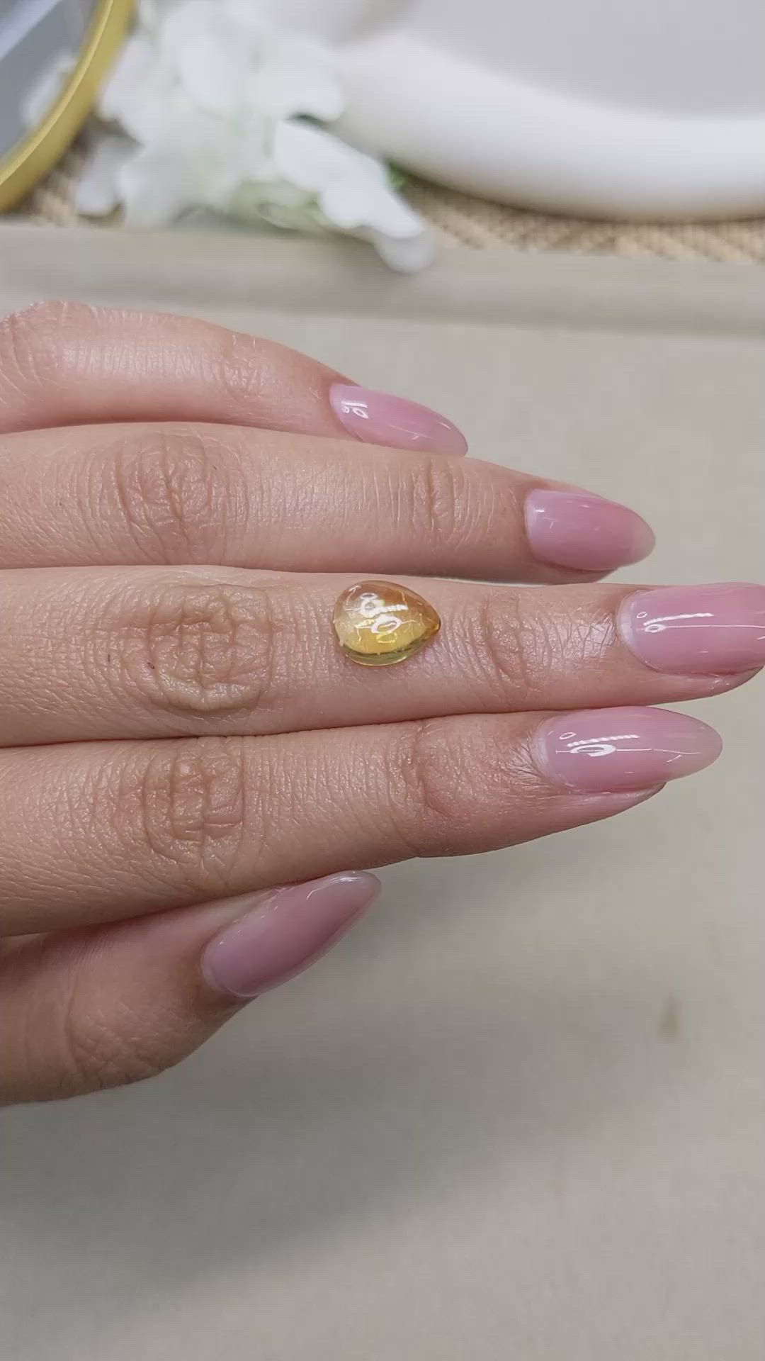 2.51 Ct. Yellow Cabochon Citrine from Ceylon (Sri Lanka) Size Video