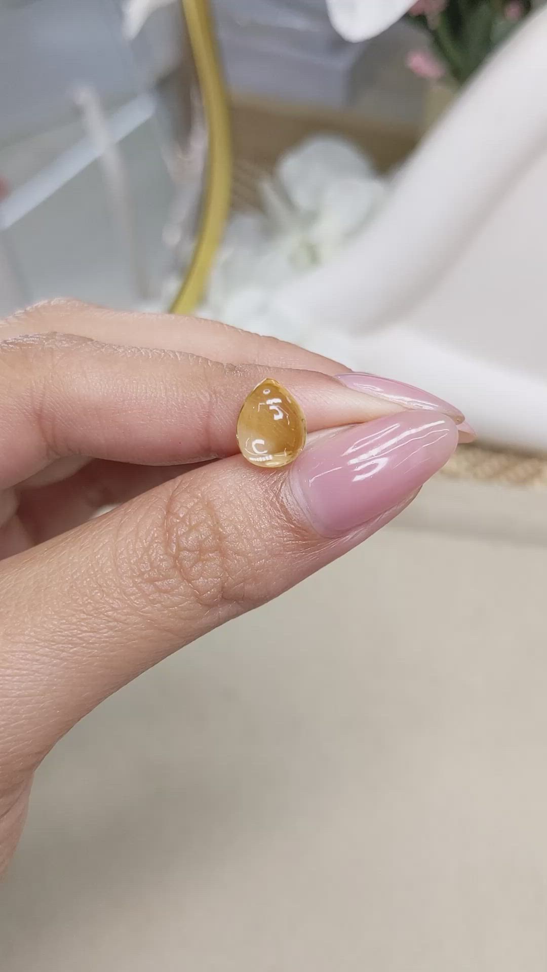 2.51 Ct. Yellow Cabochon Citrine from Ceylon (Sri Lanka) Size Video