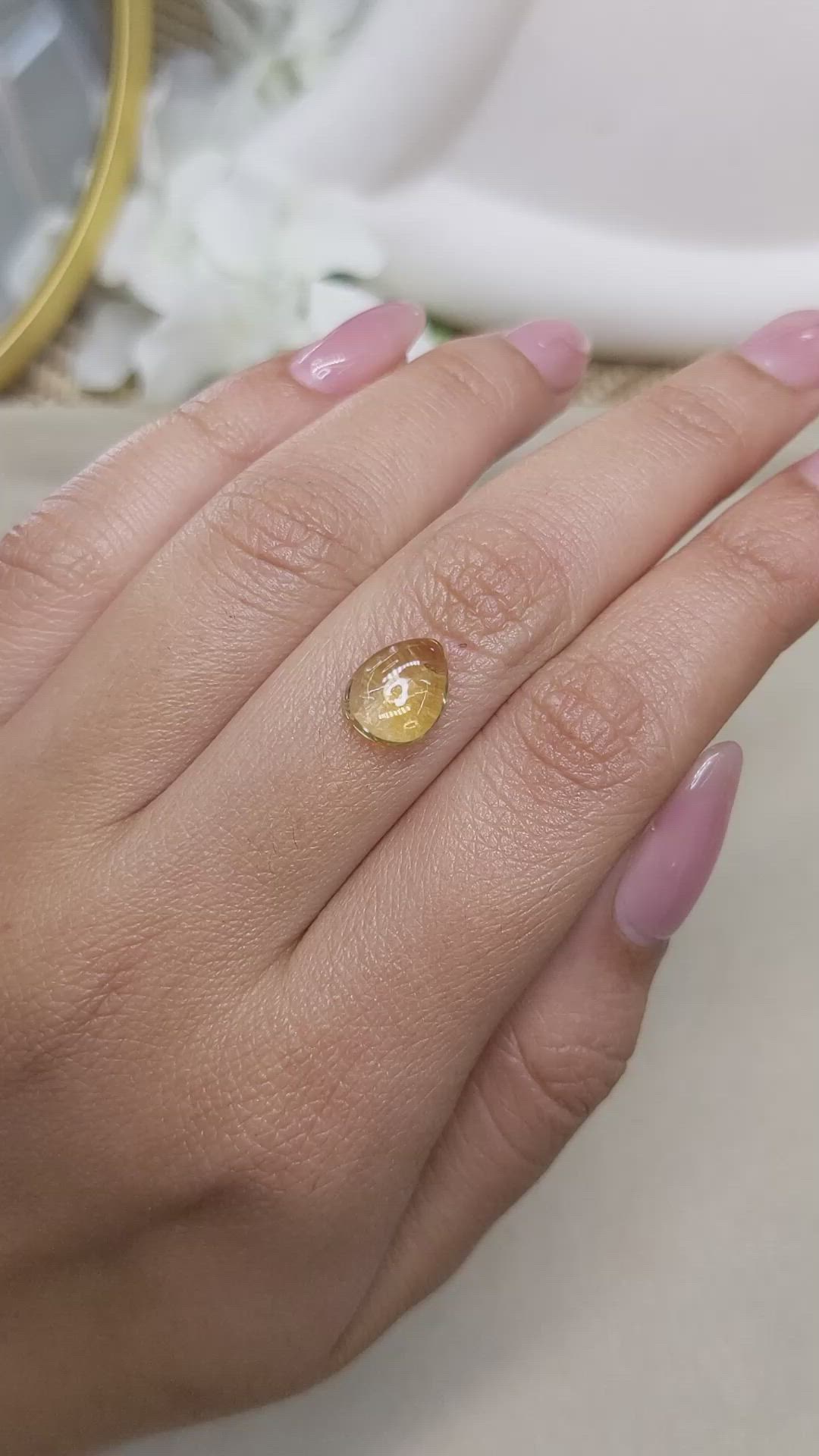 2.51 Ct. Yellow Cabochon Citrine from Ceylon (Sri Lanka) Size Video
