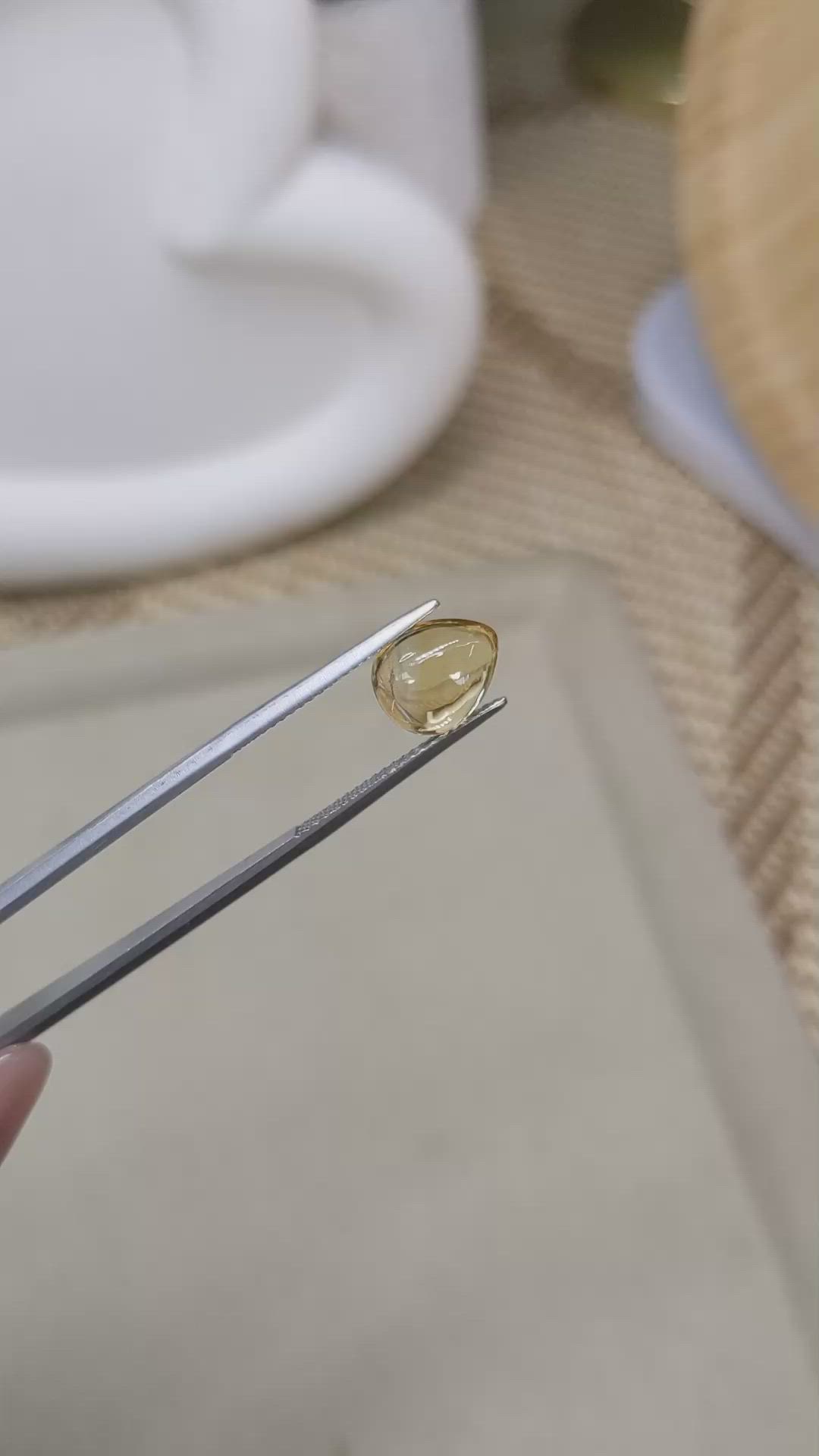 2.51 Ct. Yellow Cabochon Citrine from Ceylon (Sri Lanka) Size Video