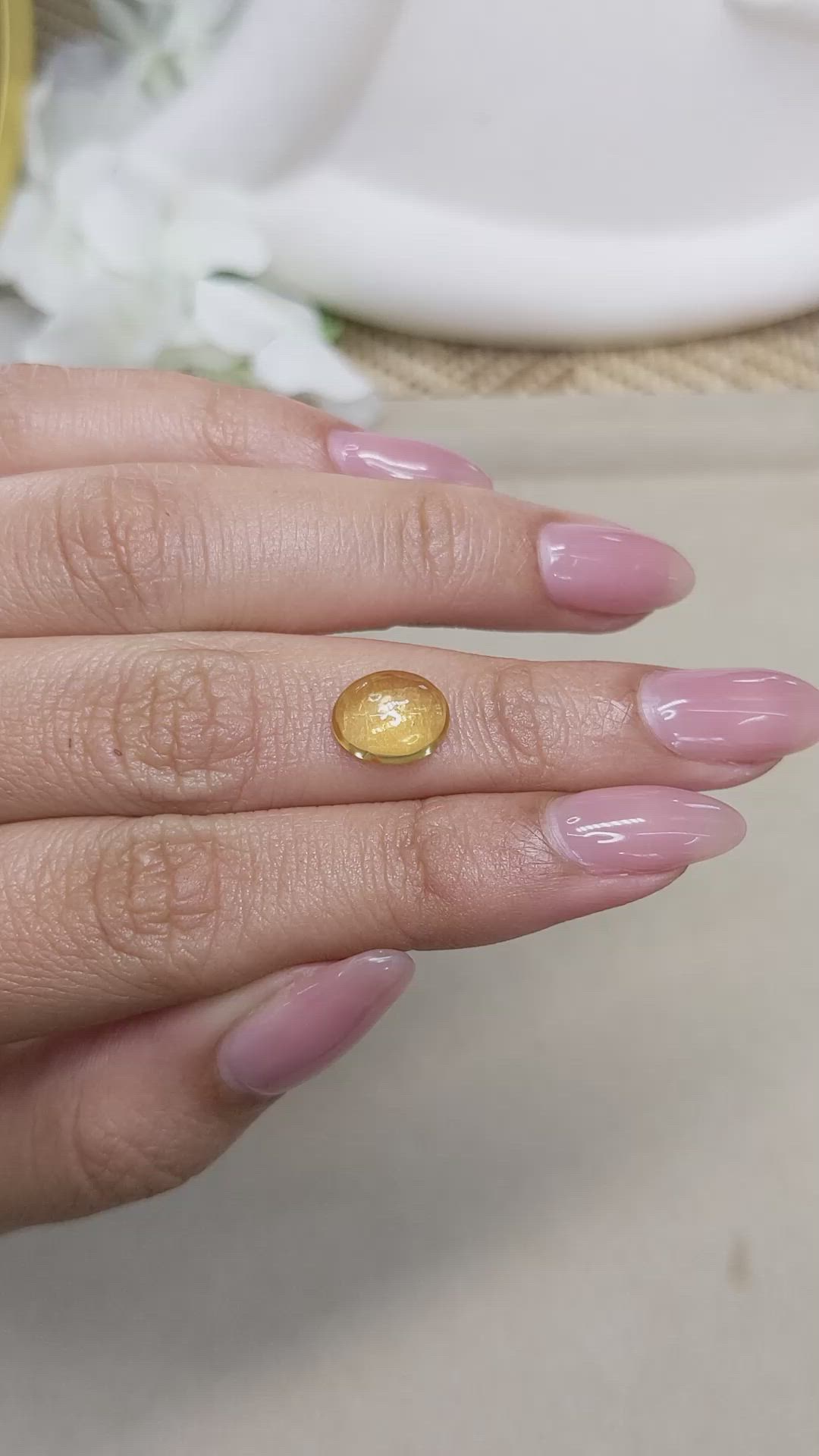 2.21 Ct. Yellow Cabochon Citrine from Ceylon (Sri Lanka) Size Video