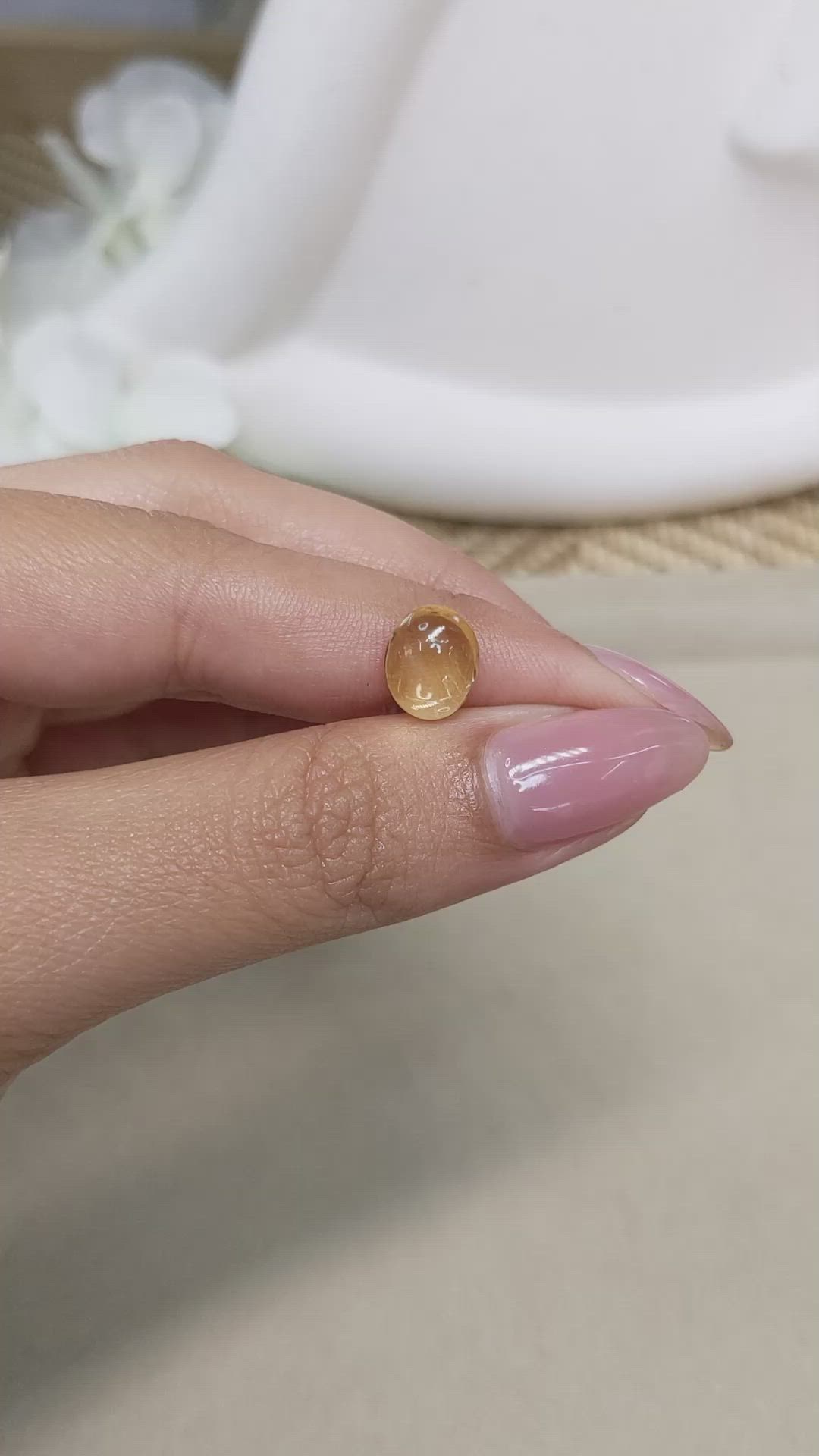 2.21 Ct. Yellow Cabochon Citrine from Ceylon (Sri Lanka) Size Video