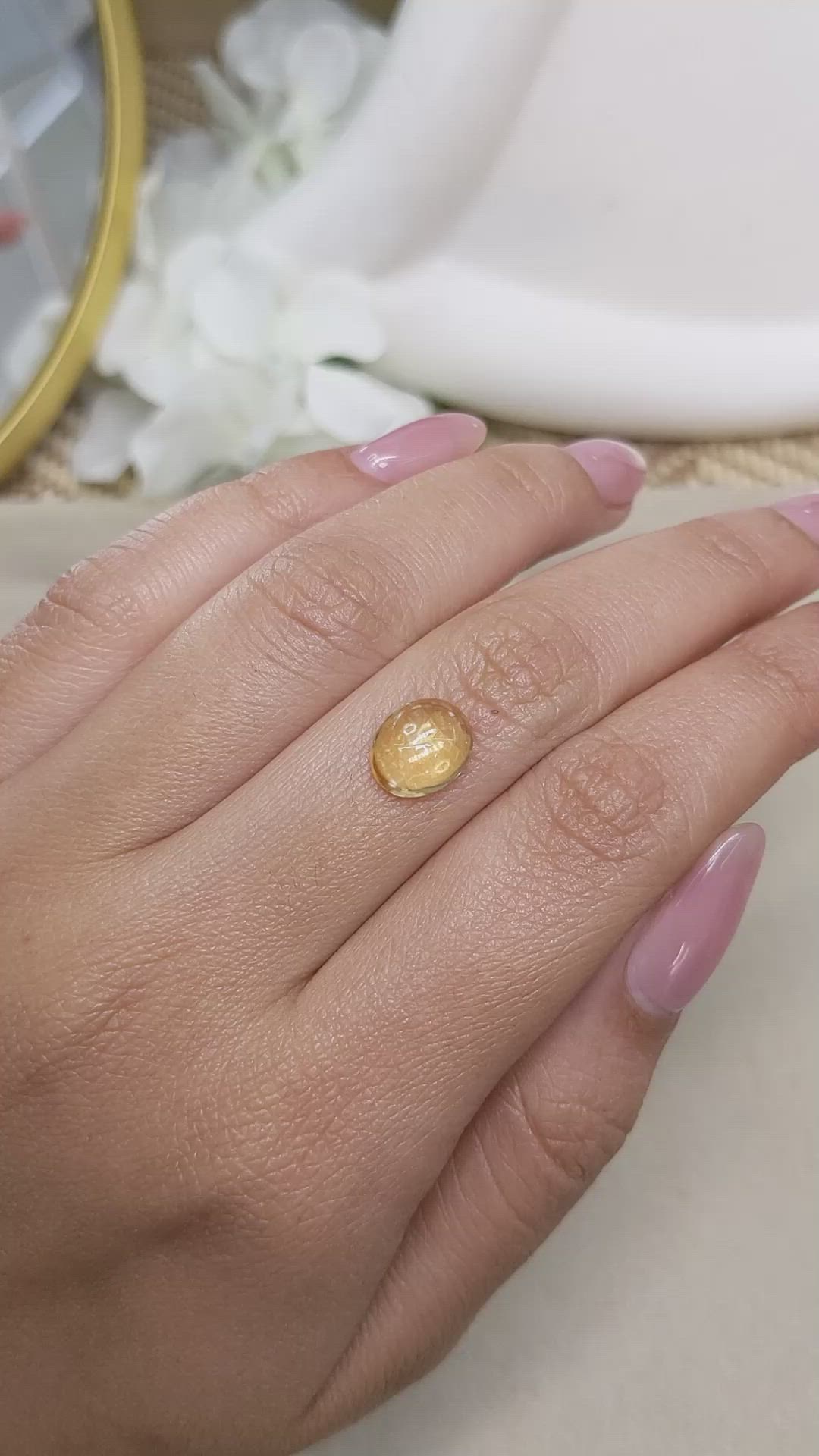 2.21 Ct. Yellow Cabochon Citrine from Ceylon (Sri Lanka) Size Video