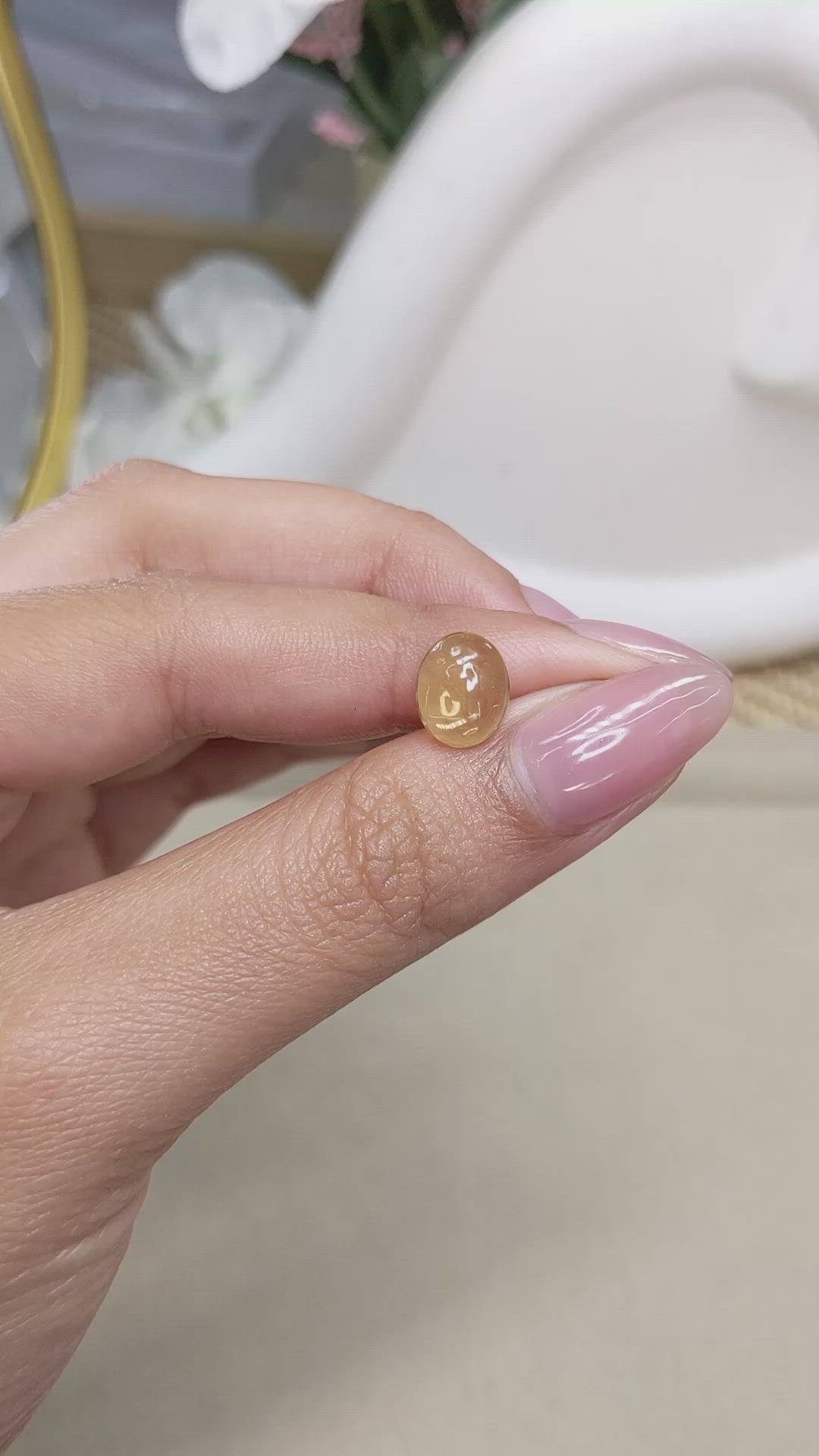 2.16 Ct. Yellow Cabochon Citrine from Ceylon (Sri Lanka) Size Video