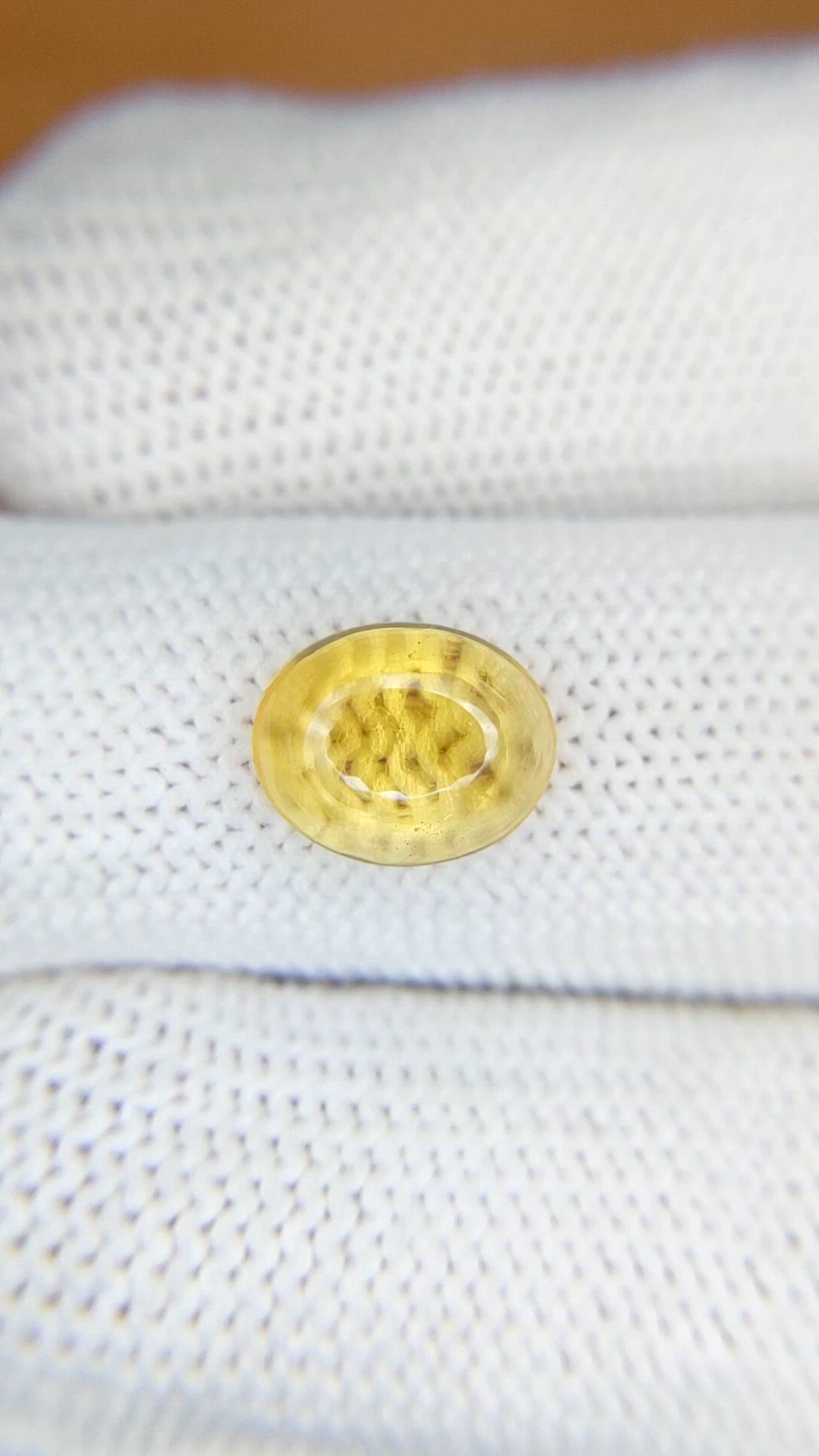 2.16 Ct. Yellow Cabochon Citrine from Ceylon (Sri Lanka) Size Video