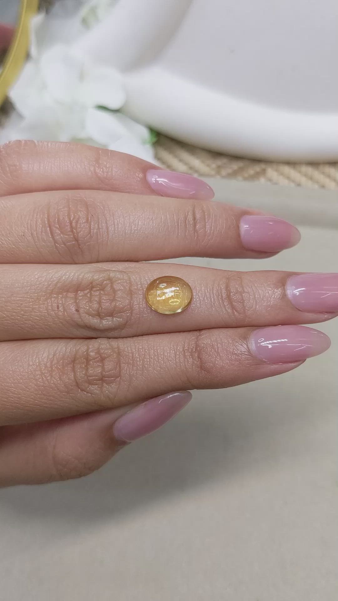 2.16 Ct. Yellow Cabochon Citrine from Ceylon (Sri Lanka) Size Video