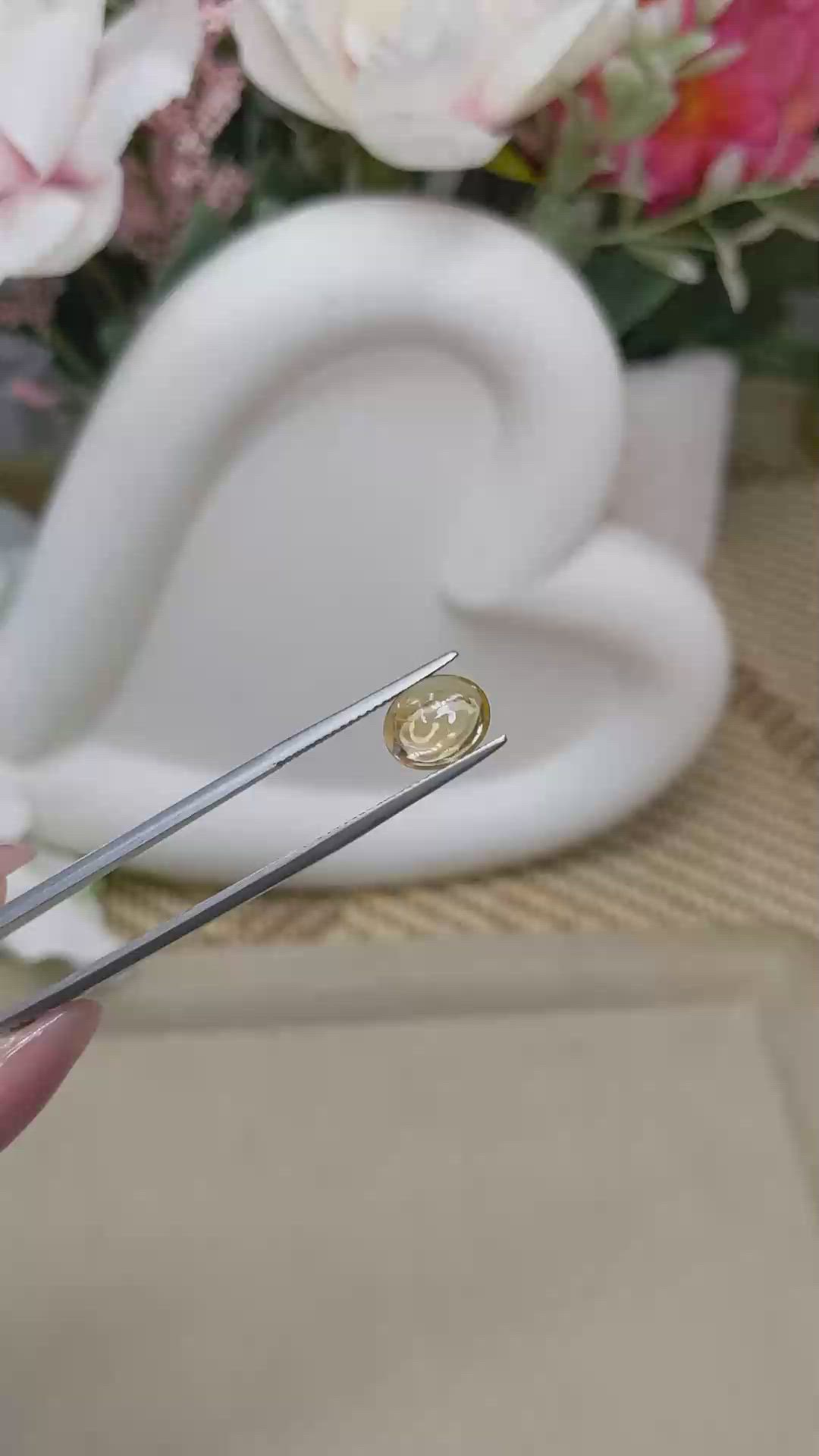 2.16 Ct. Yellow Cabochon Citrine from Ceylon (Sri Lanka) Size Video