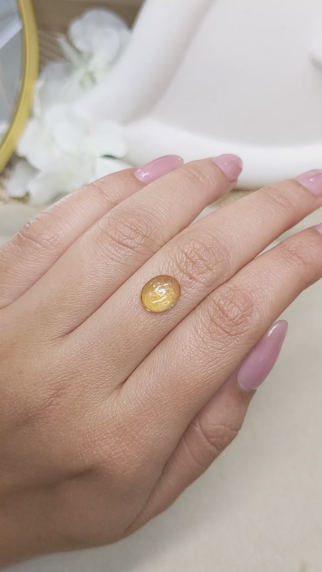 2.16 Ct. Yellow Cabochon Citrine from Ceylon (Sri Lanka) Size Video