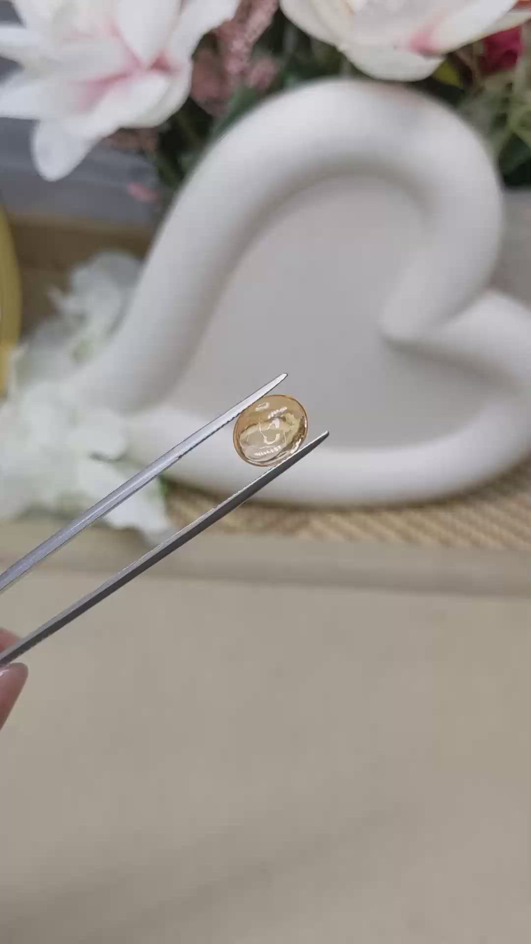 2.49 Ct. Yellow Cabochon Citrine from Ceylon (Sri Lanka) Size Video