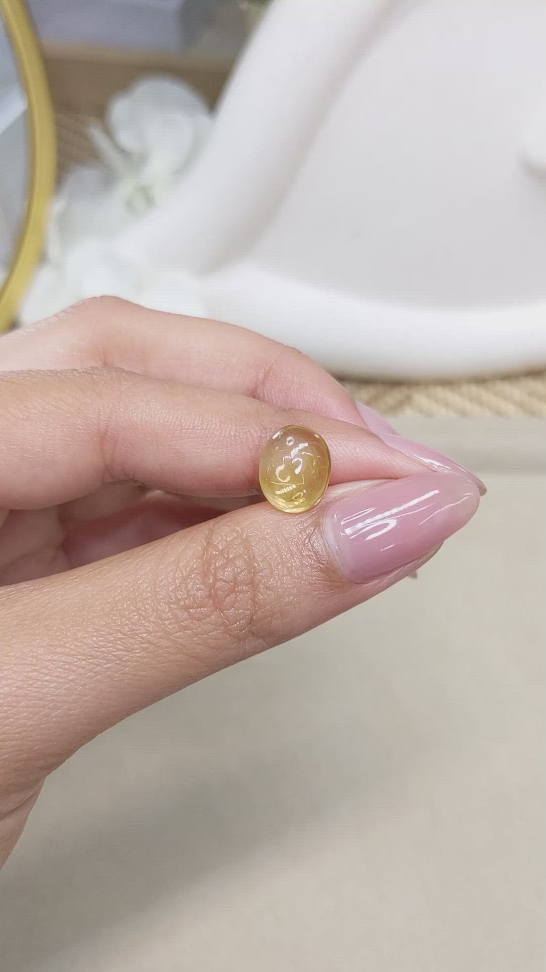 2.49 Ct. Yellow Cabochon Citrine from Ceylon (Sri Lanka) Size Video