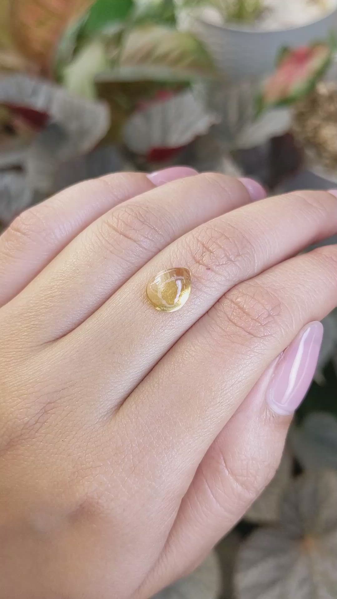2.43 Ct. Yellow Cabochon Citrine from Ceylon (Sri Lanka) Size Video