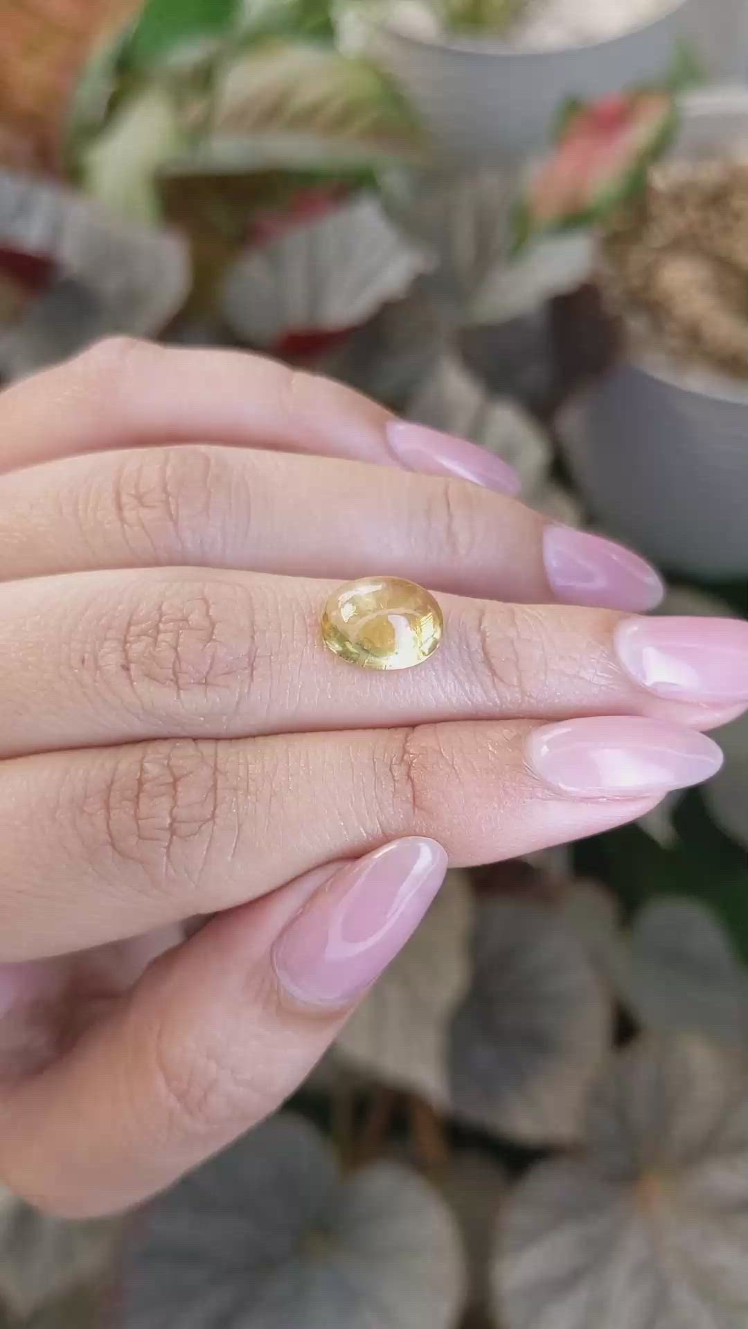 3.36 Ct. Yellow Cabochon Citrine from Ceylon (Sri Lanka) Size Video