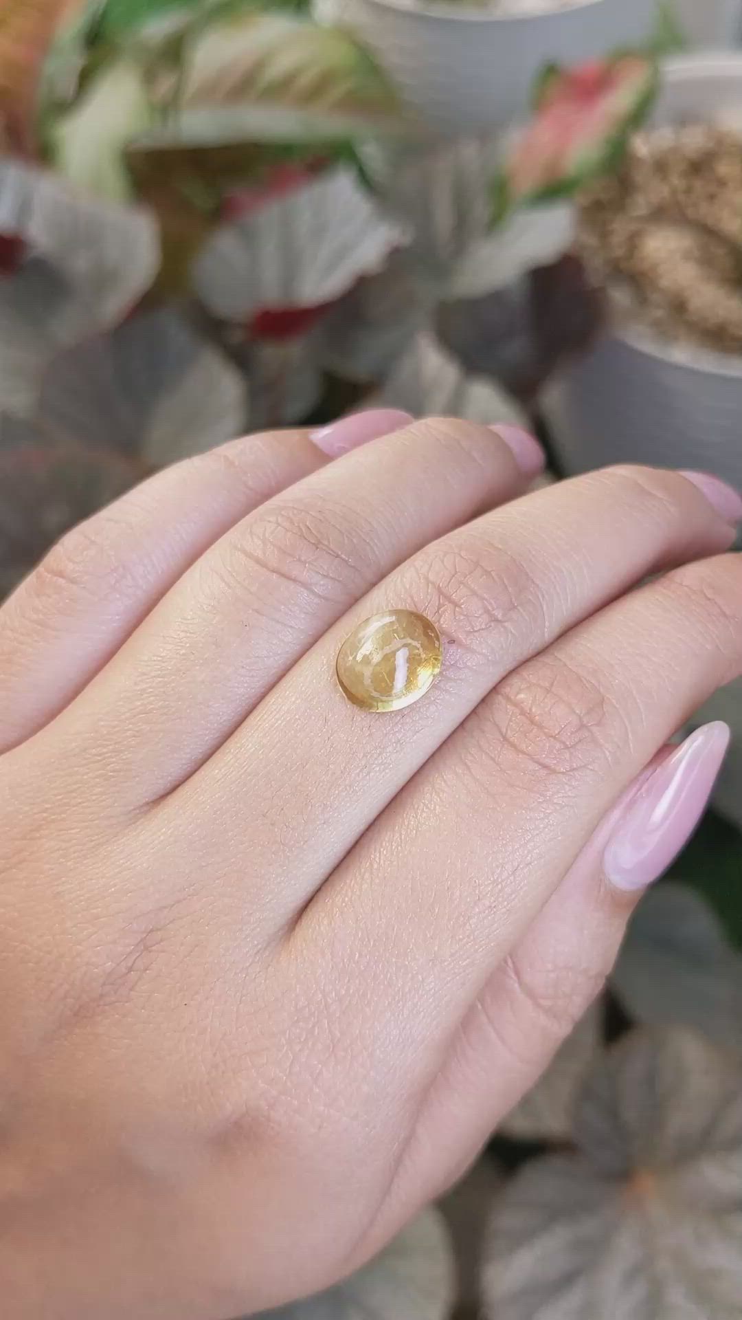 3.36 Ct. Yellow Cabochon Citrine from Ceylon (Sri Lanka) Size Video