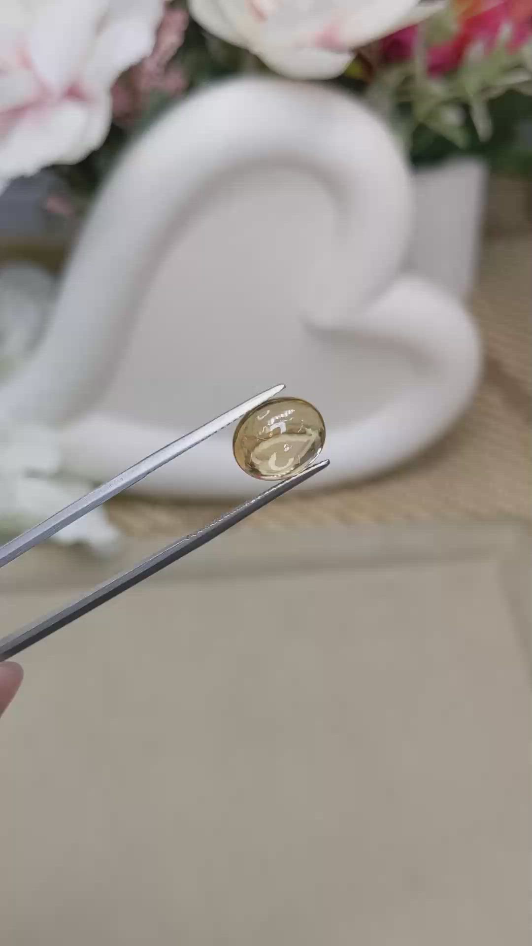 3.36 Ct. Yellow Cabochon Citrine from Ceylon (Sri Lanka) Size Video