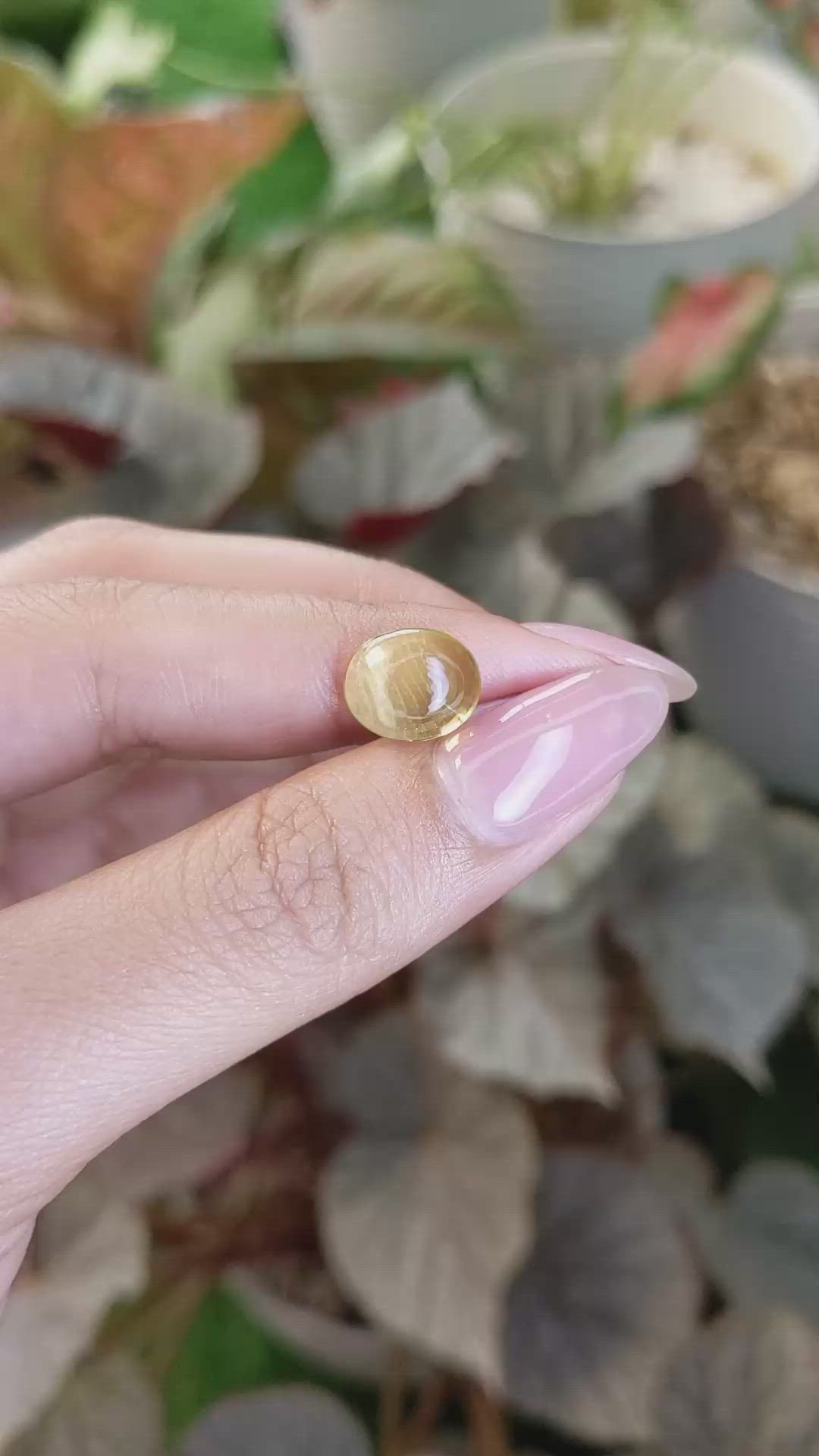 3.36 Ct. Yellow Cabochon Citrine from Ceylon (Sri Lanka) Size Video