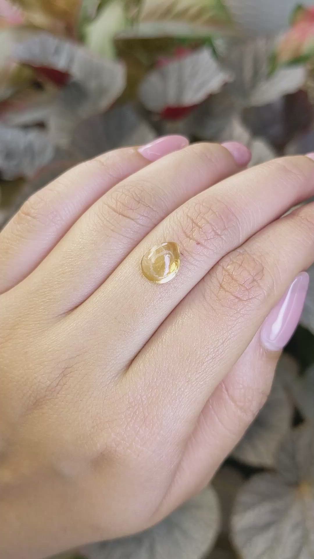 2.28 Ct. Yellow Cabochon Citrine from Ceylon (Sri Lanka) Size Video