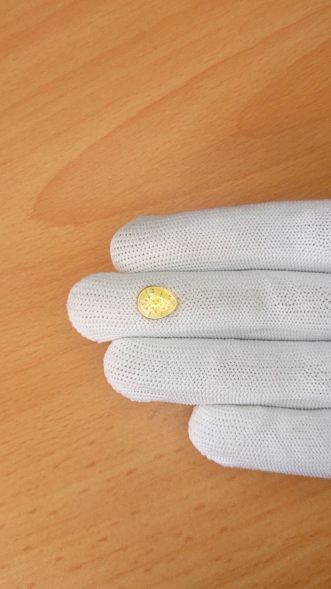 2.28 Ct. Yellow Cabochon Citrine from Ceylon (Sri Lanka) Size Video