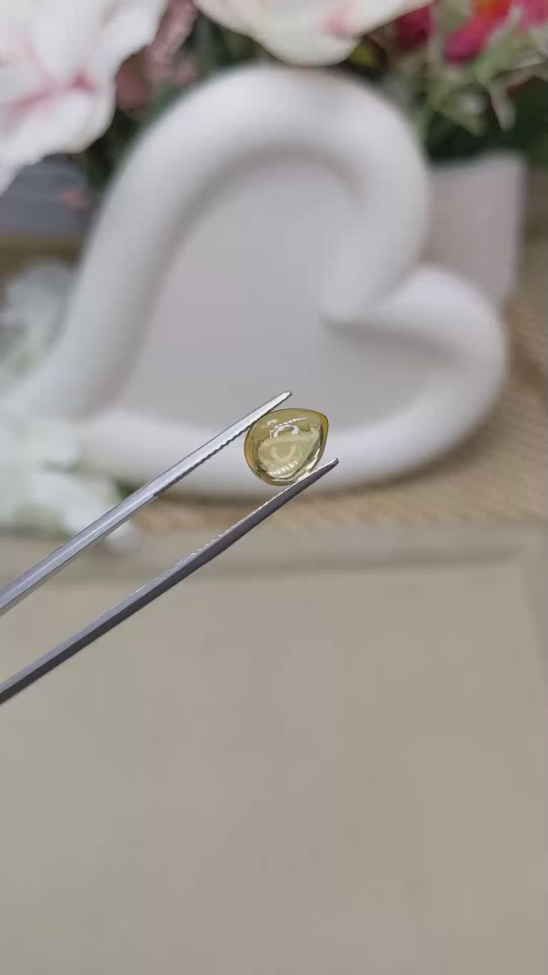 2.28 Ct. Yellow Cabochon Citrine from Ceylon (Sri Lanka) Size Video