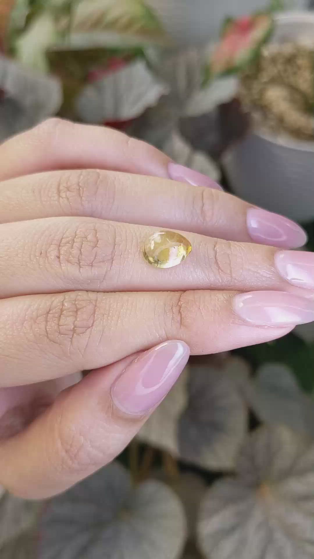 2.28 Ct. Yellow Cabochon Citrine from Ceylon (Sri Lanka) Size Video