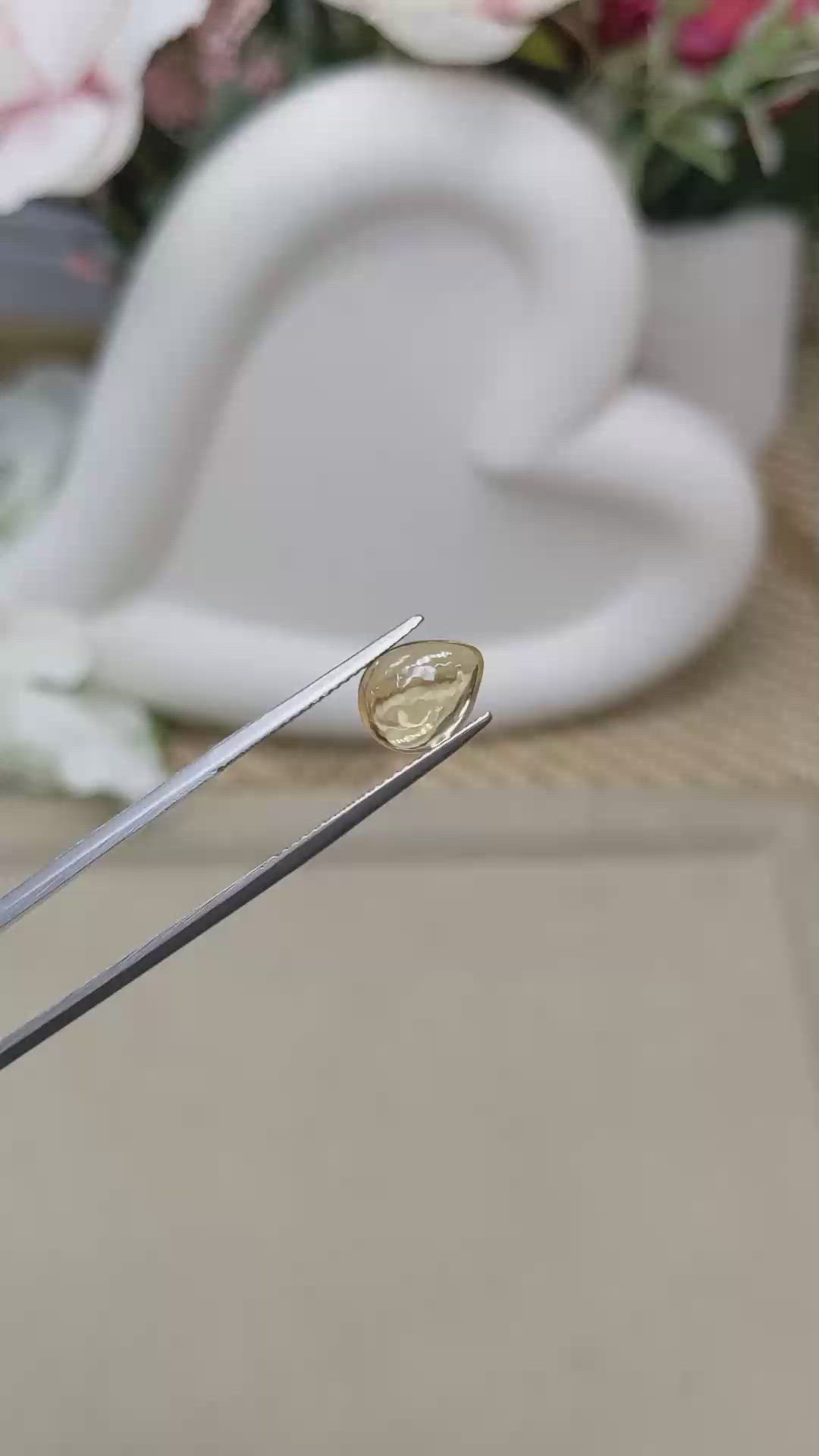 2.25 Ct. Yellow Cabochon Citrine from Ceylon (Sri Lanka) Size Video