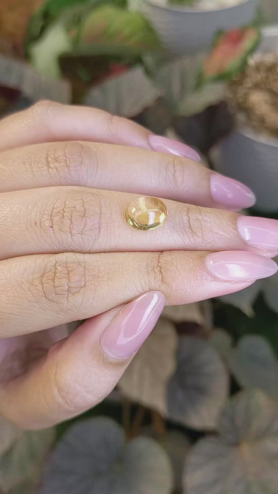 2.57 Ct. Yellow Cabochon Citrine from Ceylon (Sri Lanka) Size Video