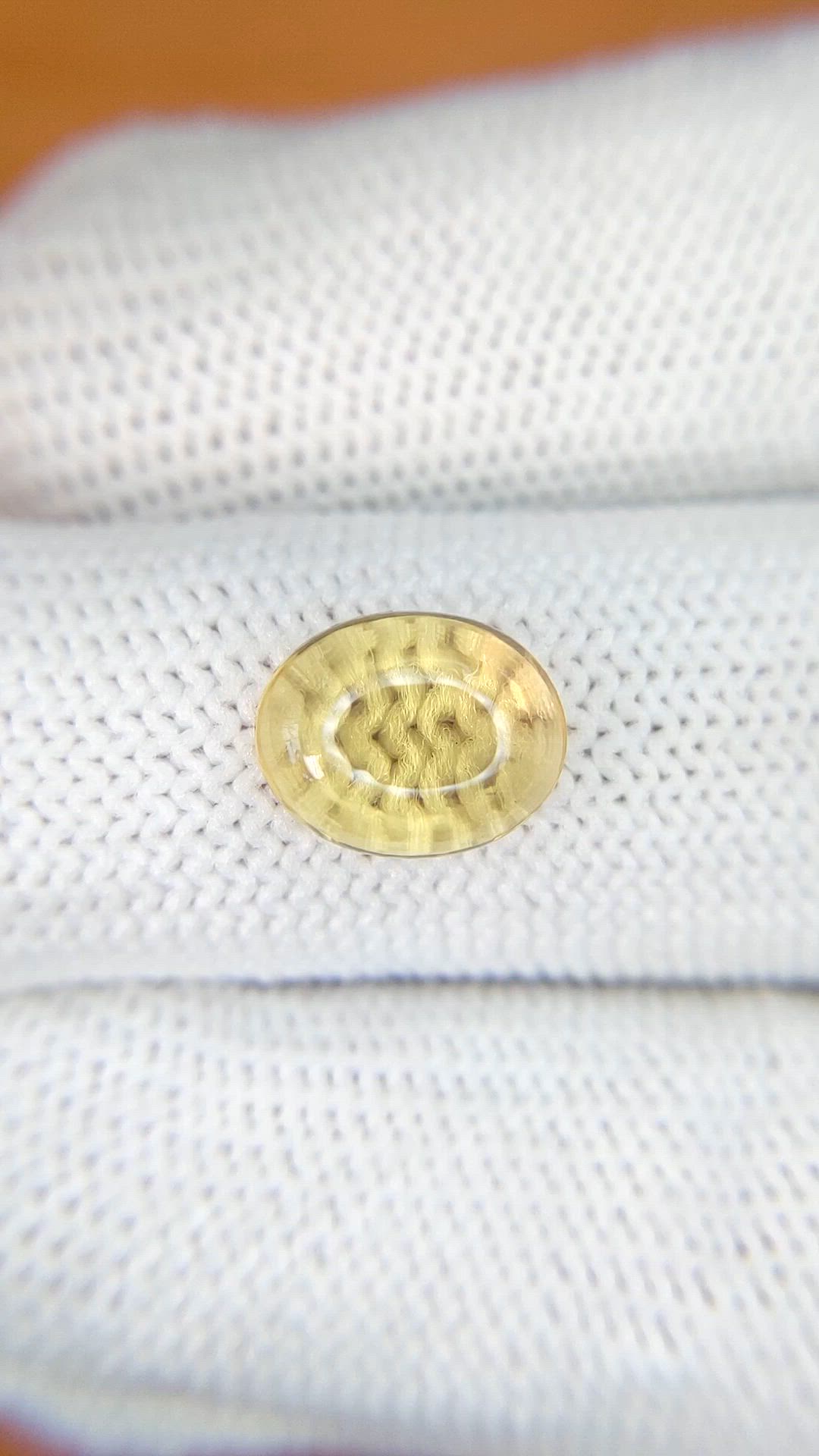 2.57 Ct. Yellow Cabochon Citrine from Ceylon (Sri Lanka) Size Video
