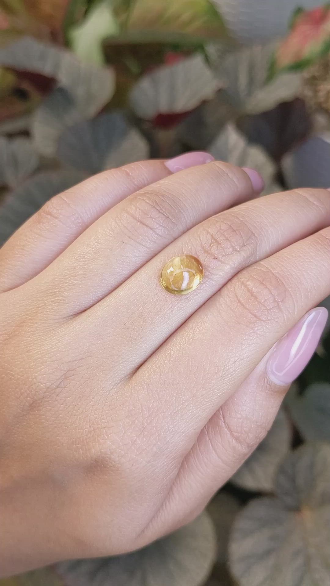 2.46 Ct. Yellow Cabochon Citrine from Ceylon (Sri Lanka) Size Video