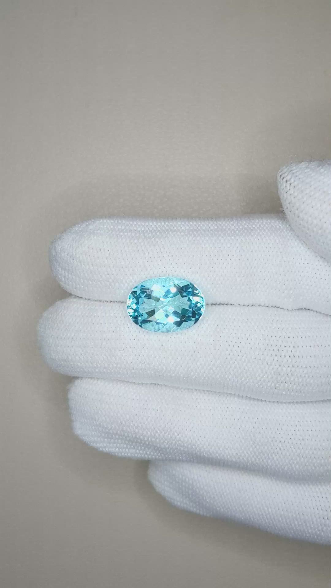 7.36 Ct. Sky Blue Topaz from Brazil Size Video