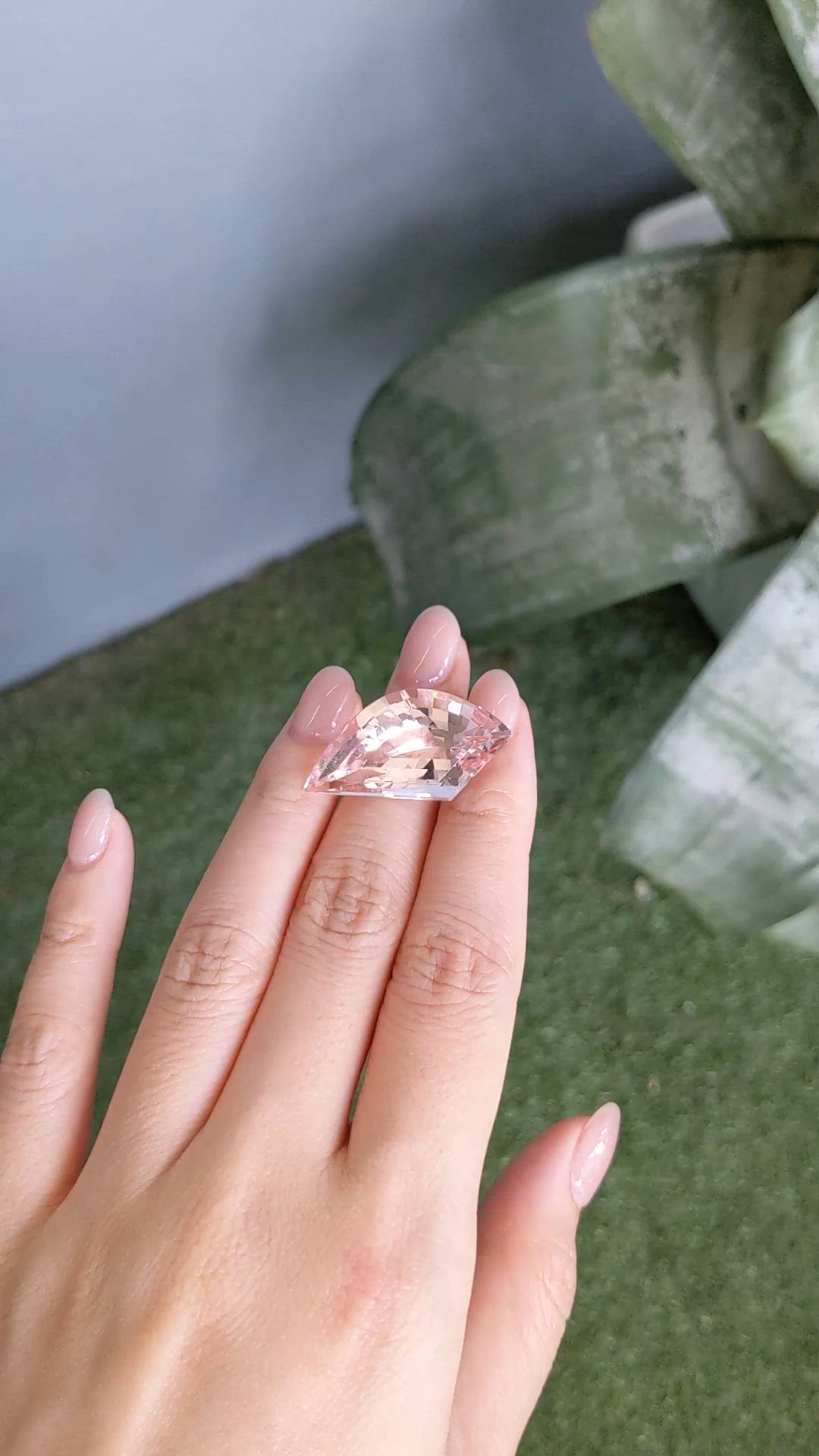 26.10 Ct. Peach Morganite from Brazil Size Video