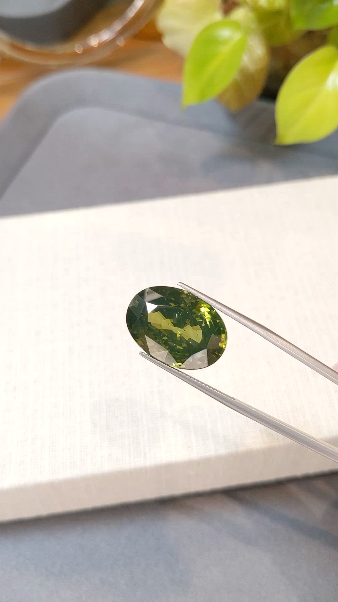 31.73 Ct. Yellowish Green Zircon from Brazil Size Video
